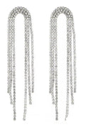 Silver Tassel Rhinestones Earrings