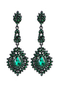 Dark Green Rhinestone Dangle Earrings