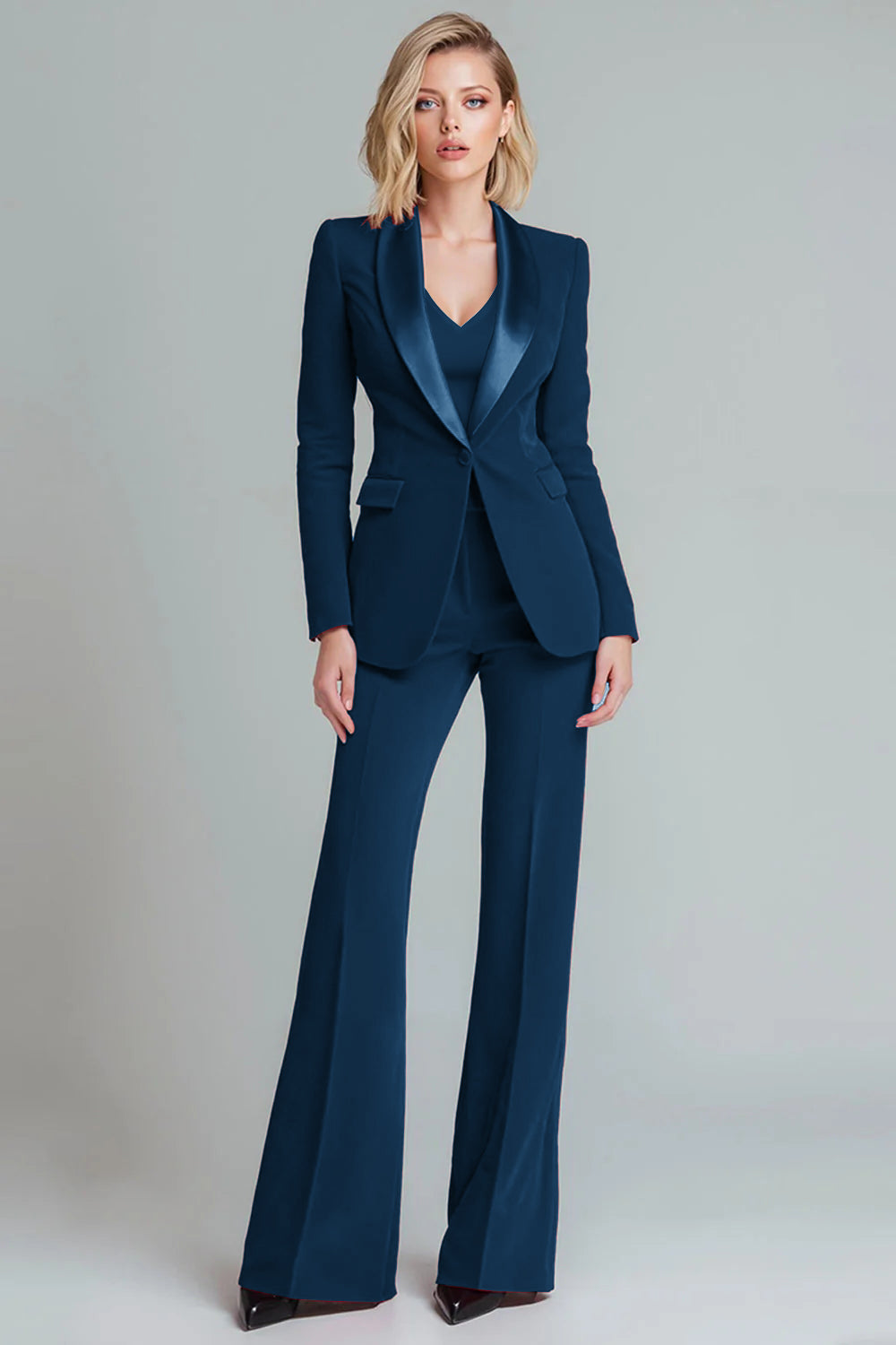 Red 2 Piece Shawl Lapel Slim Fit Work Suits