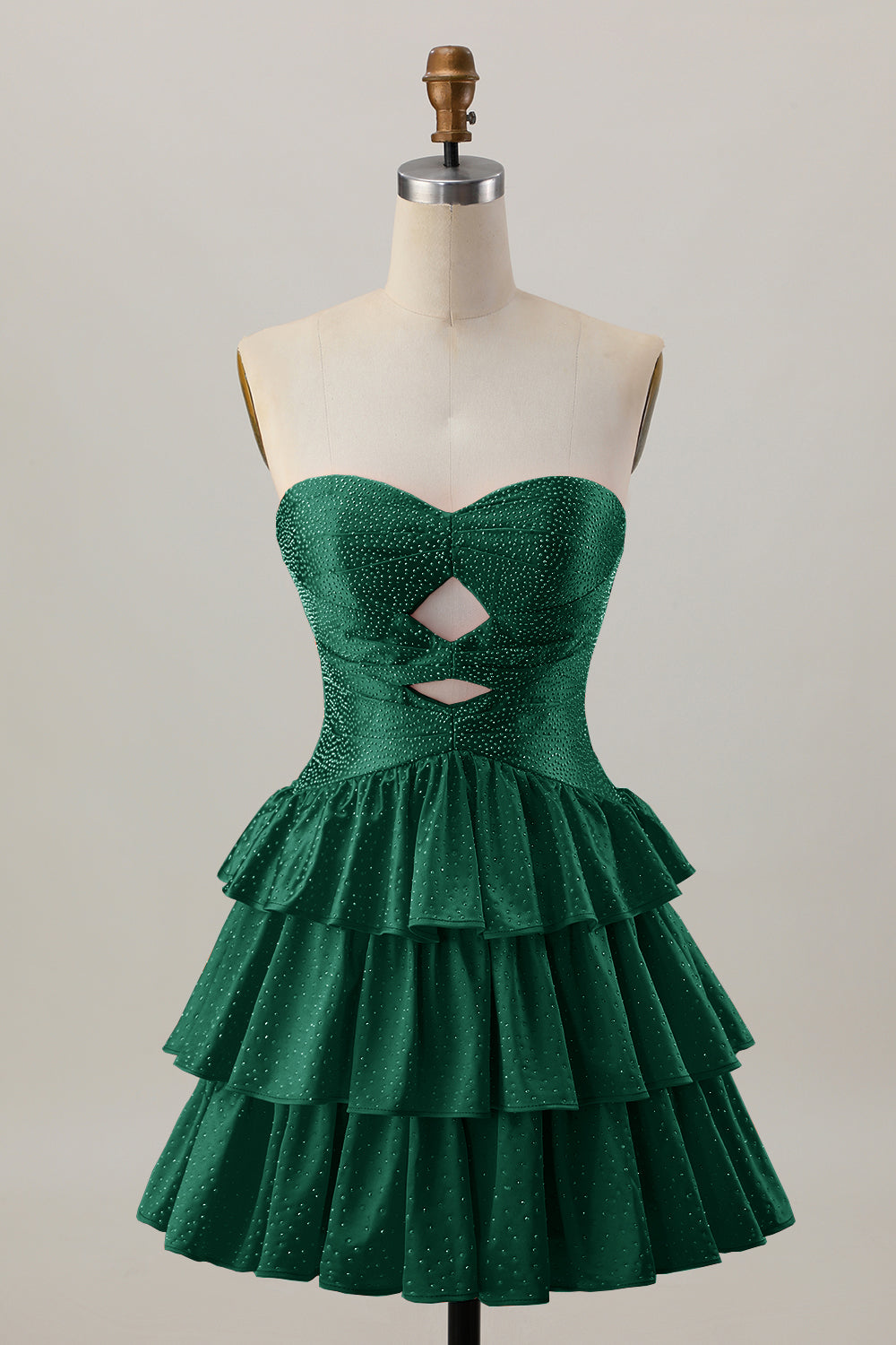 Orange Cut Out Tiered A Line Strapless Homecoming Dress with Beading