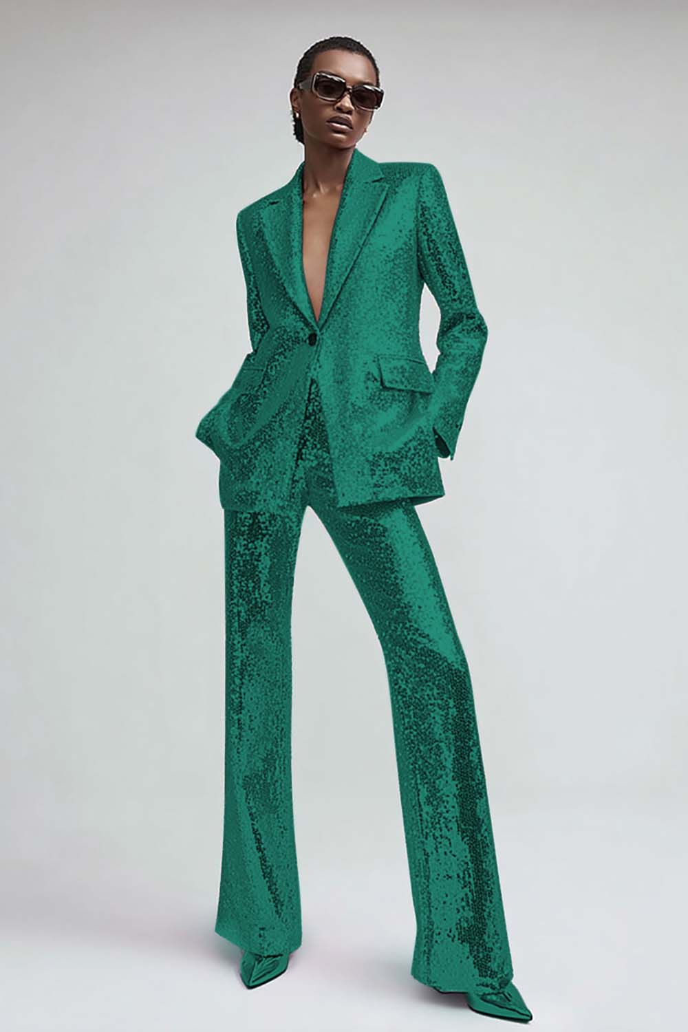 Pink 2-Piece Notched Lapel Women Prom Suits With Sequins