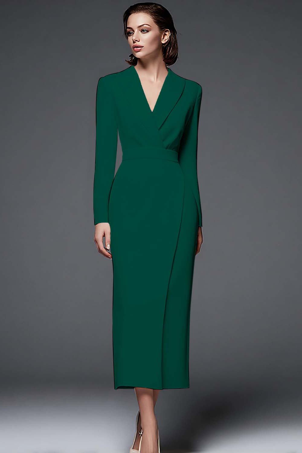 Ivory Sheath Work Dress With Long Sleeves