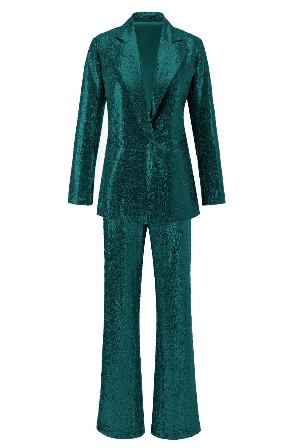 Sparkly Silver Notched Lapel 2-Piece Women Prom Suits