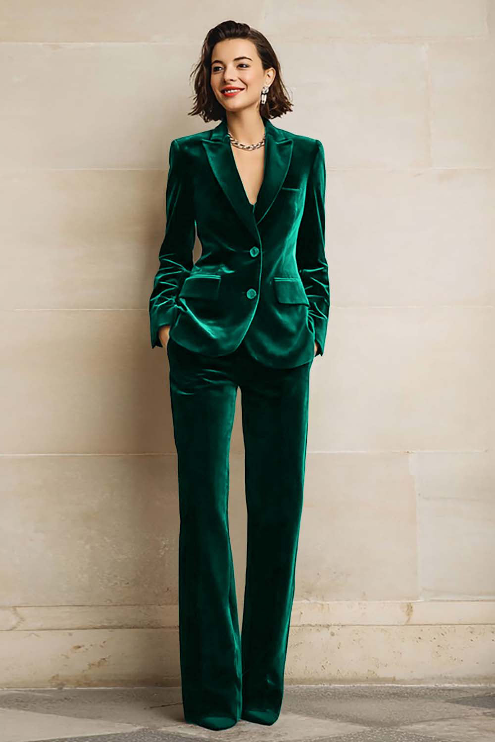 Purple Velvet Peak Lapel 2 Piece Women Suits