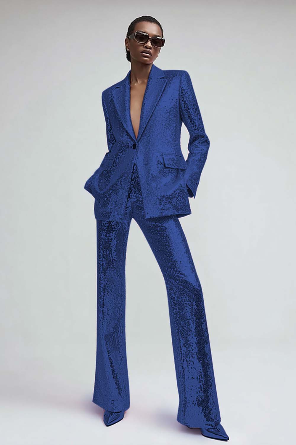 Pink 2-Piece Notched Lapel Women Prom Suits With Sequins