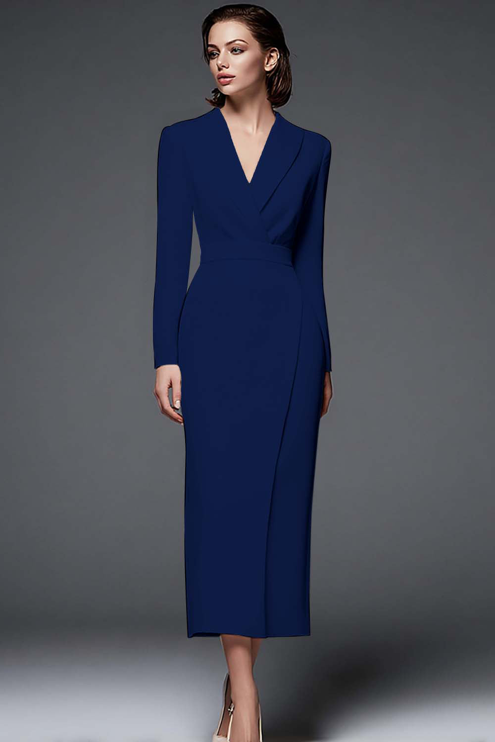 Ivory Sheath Work Dress With Long Sleeves