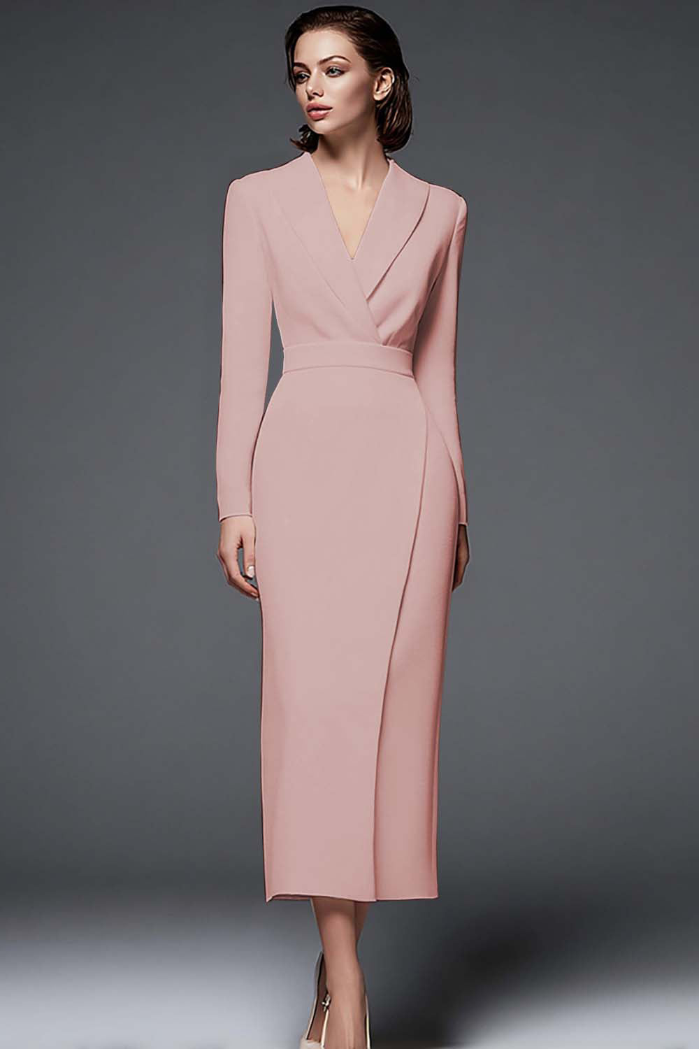 Ivory Sheath Work Dress With Long Sleeves