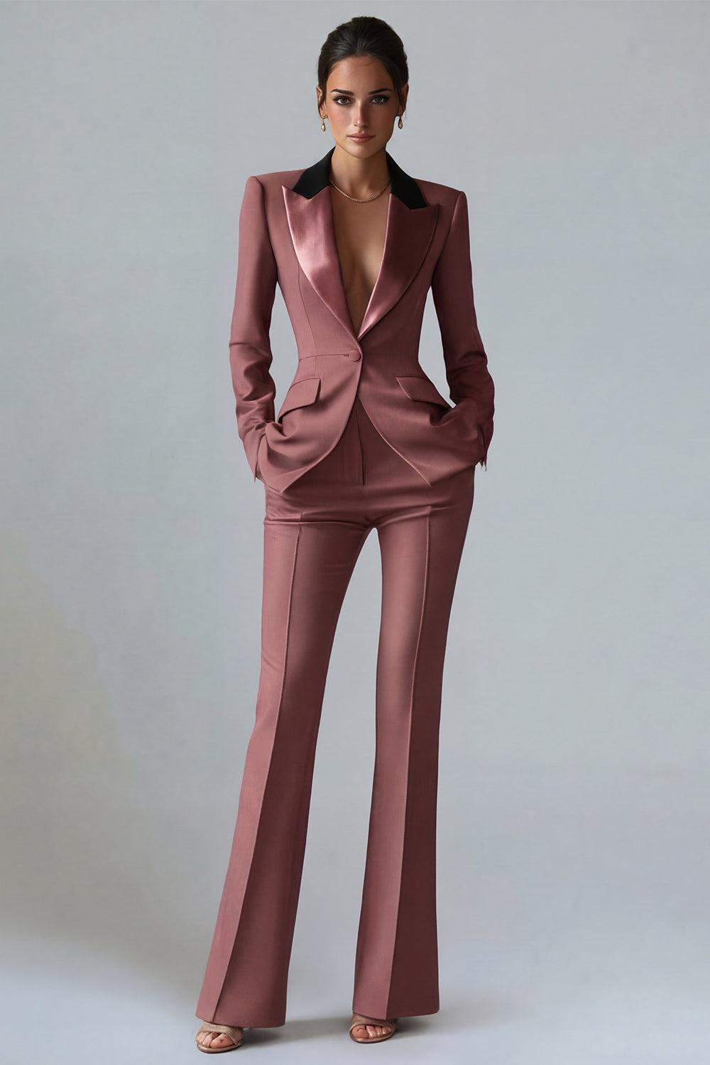 Dark Green Peaked Lapel 2 Piece Classic Women Suits