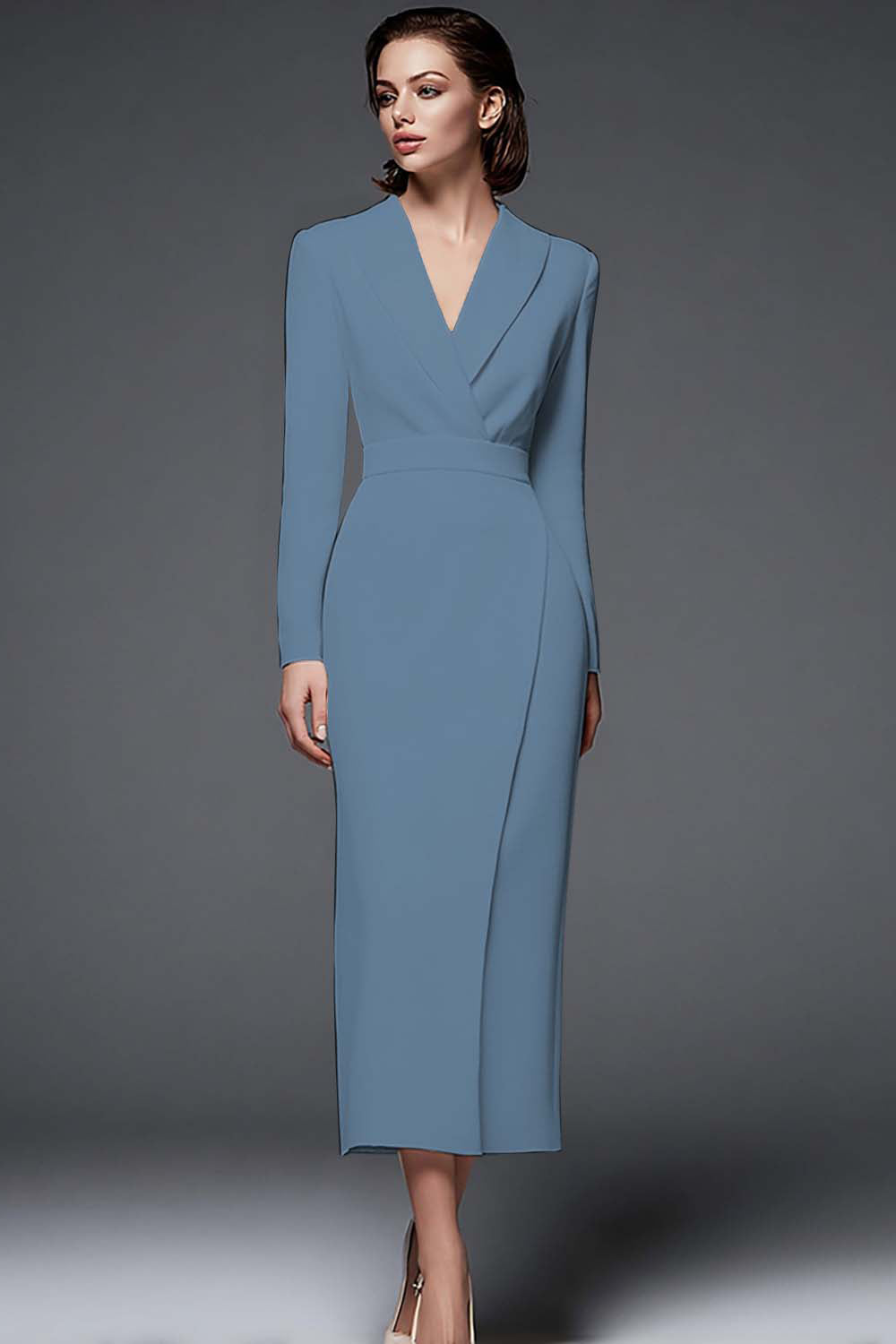 Ivory Sheath Work Dress With Long Sleeves