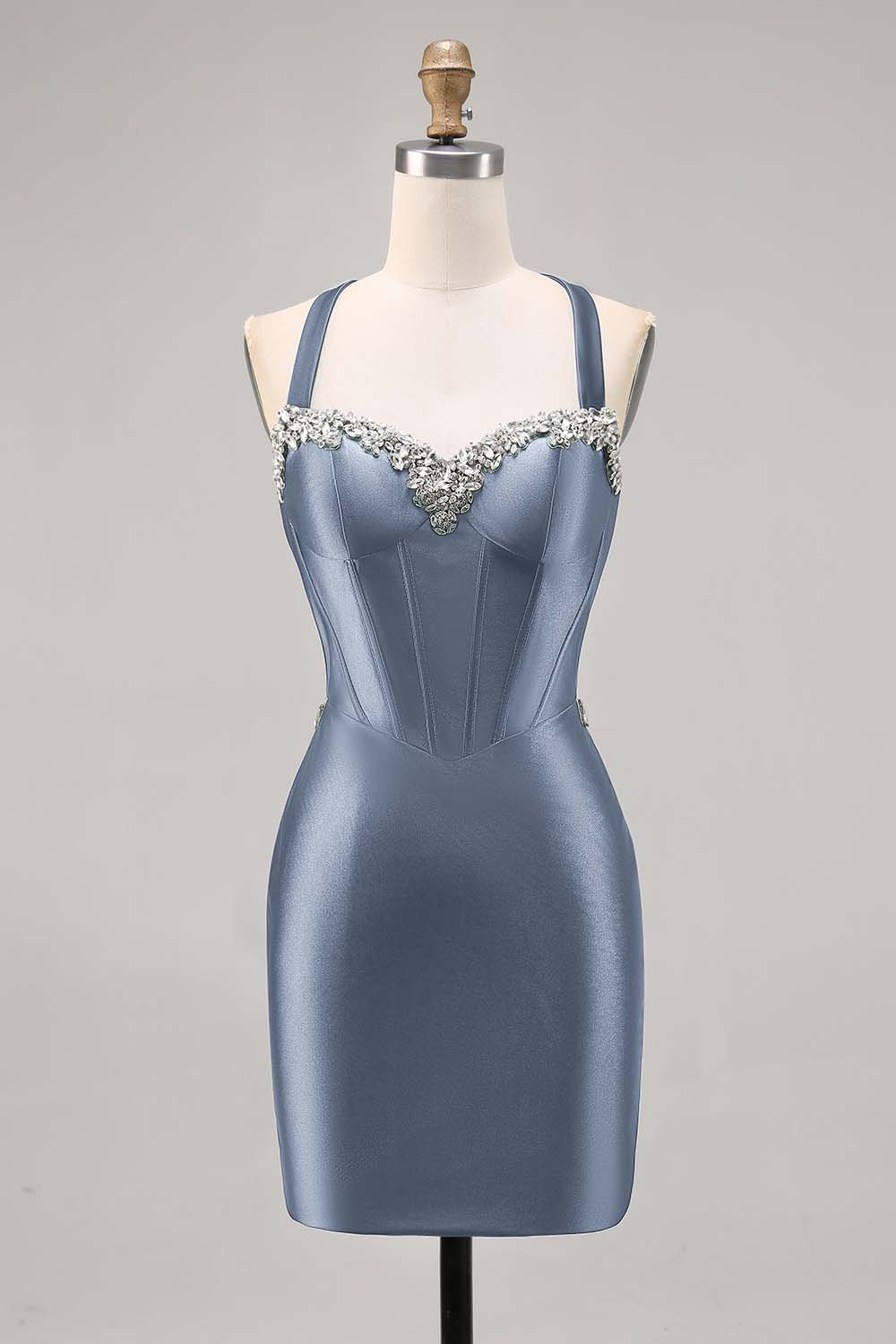 Beaded Corset Dark Green Homecoming Dress