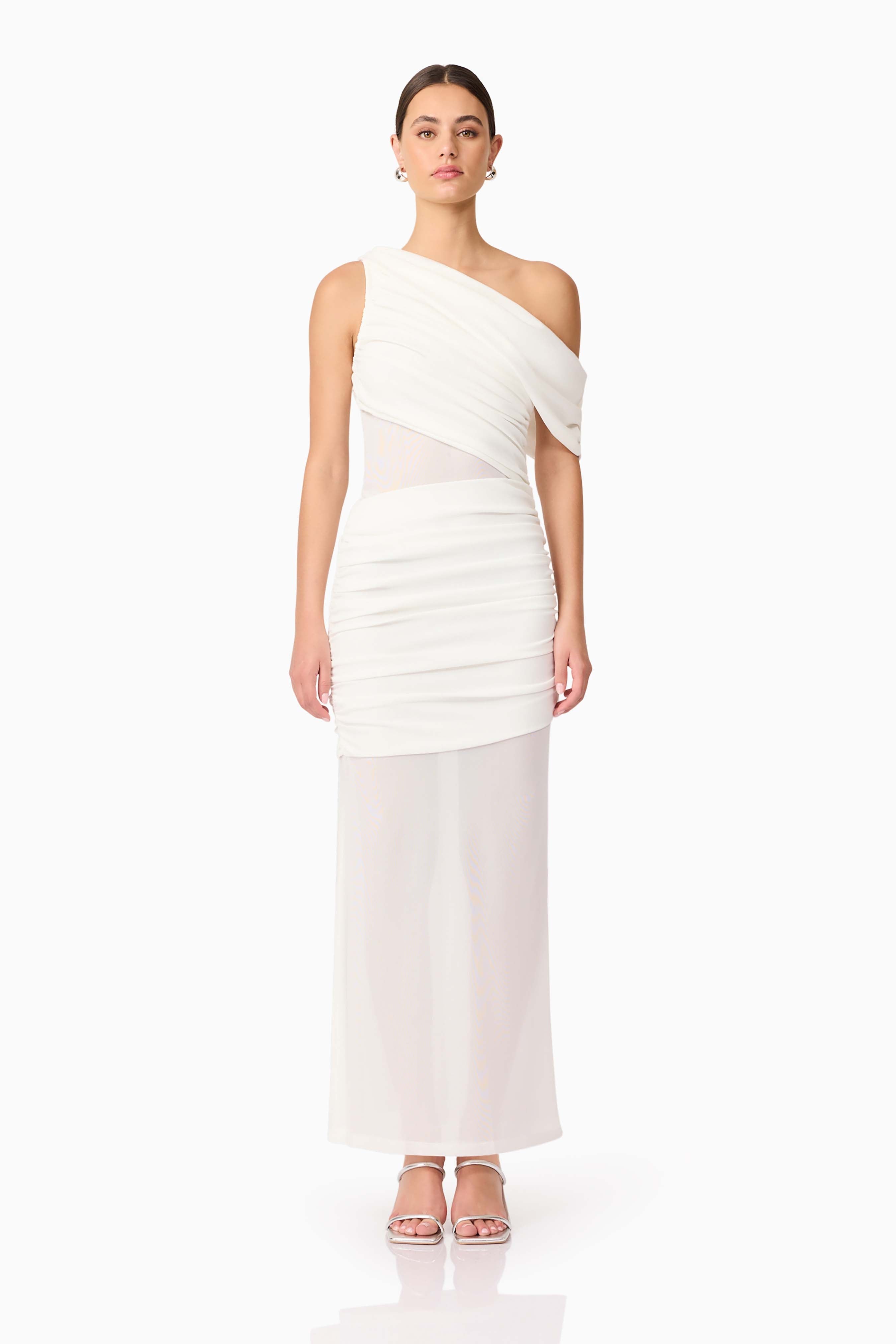 Darya Asymmetrical Gown in White