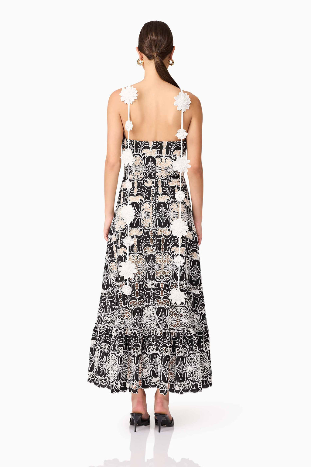 Jolie Floral Midi Dress in Black