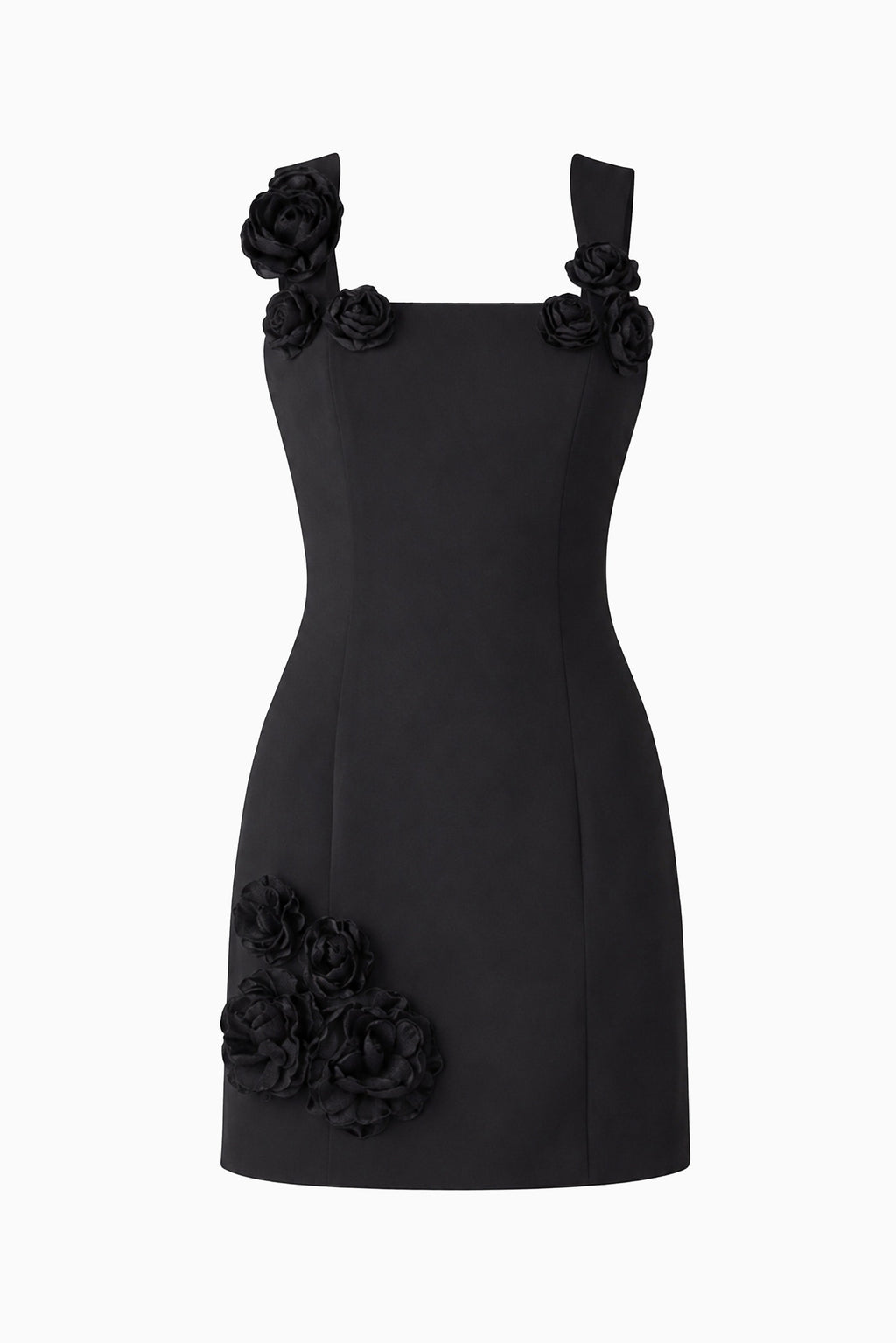 Trompe 3D Floral Mini Dress Black