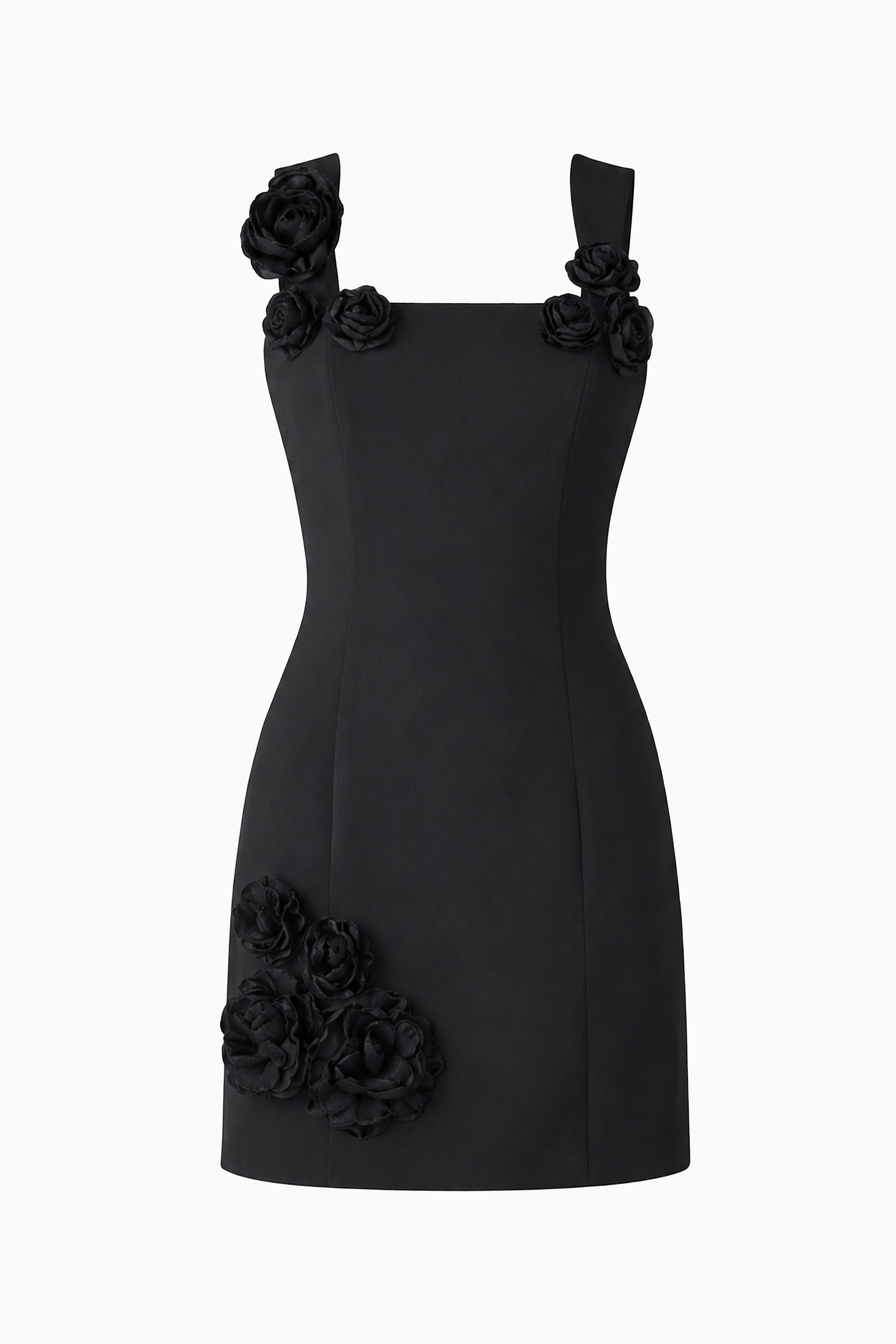 Trompe 3D Floral Mini Dress Black
