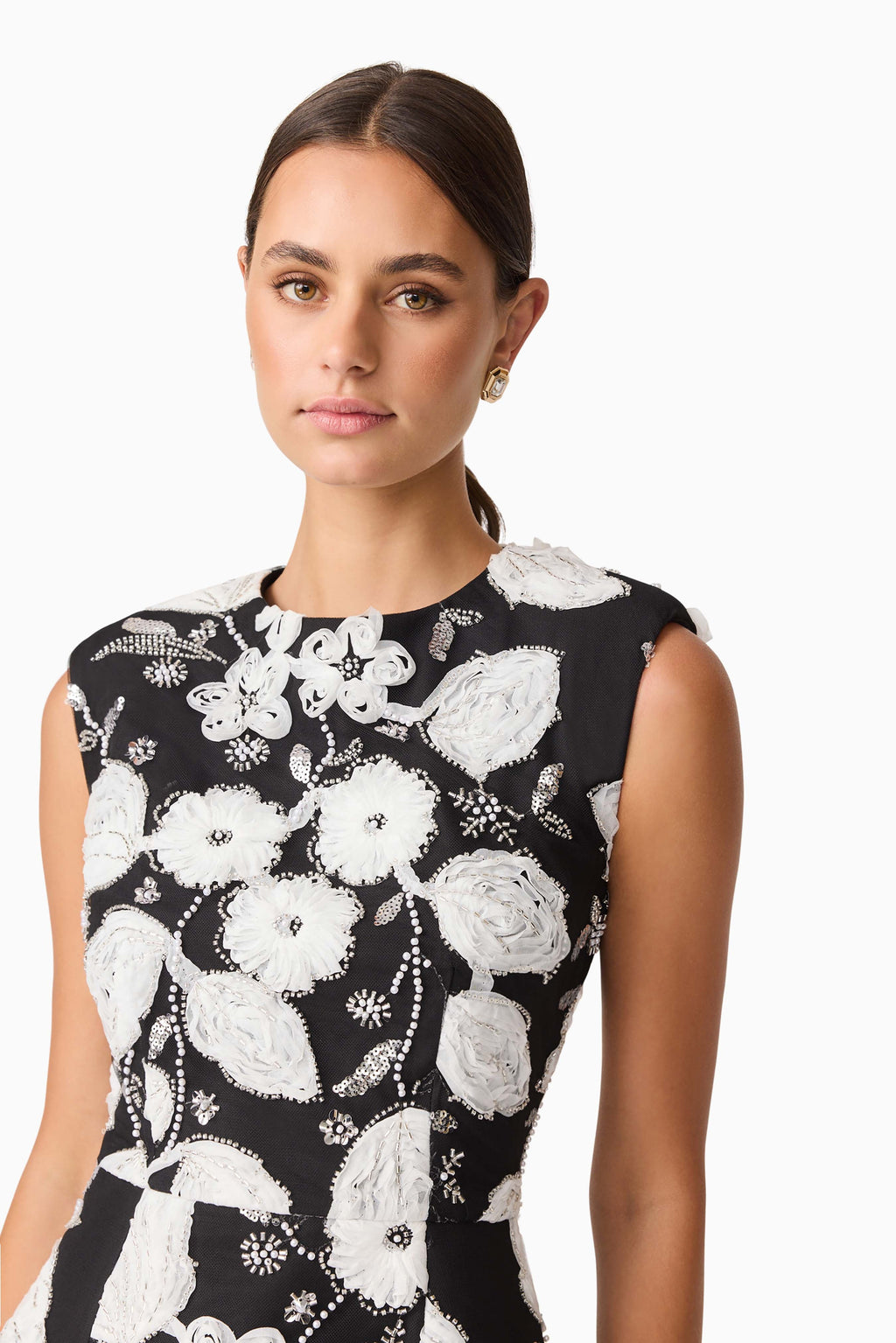 Carol Tulip Mini Dress in Black & White