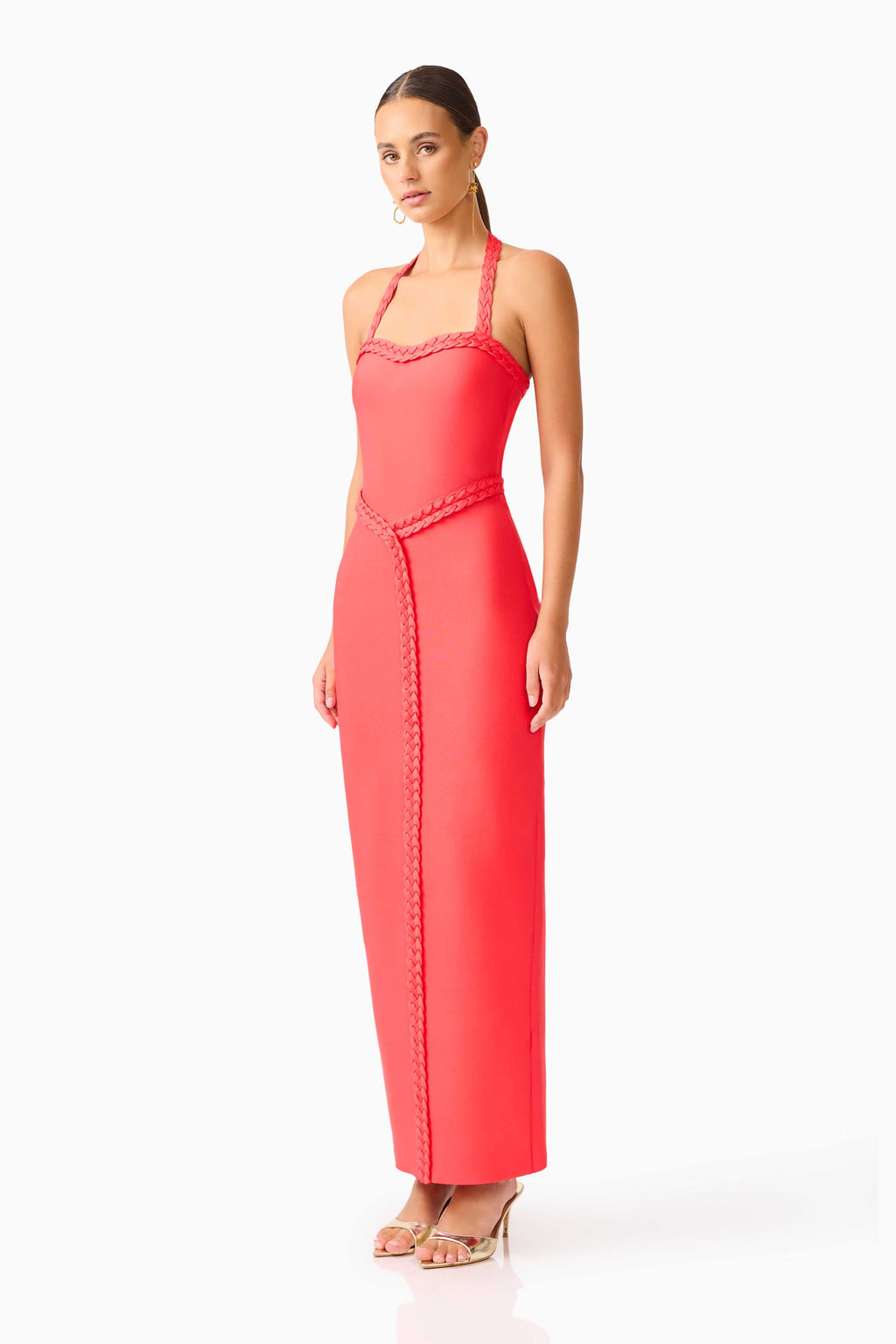 Coralene Halter Gown in Red