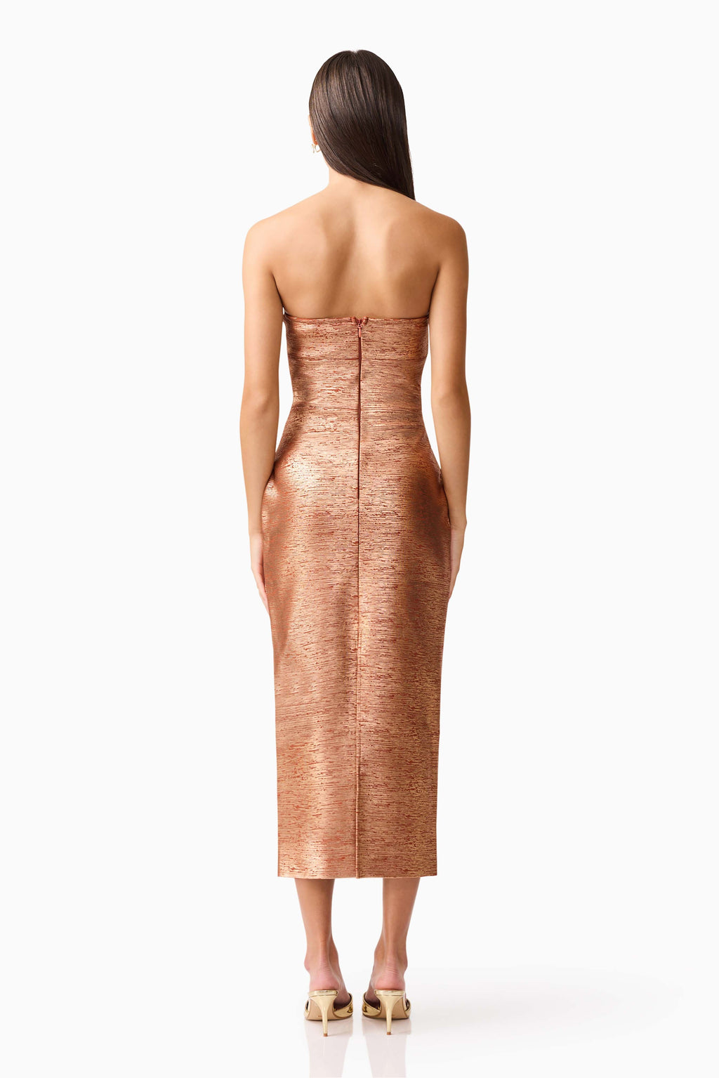 Rhian Strapless Midi in Orange