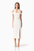 Ruby Halter Midi Dress in White