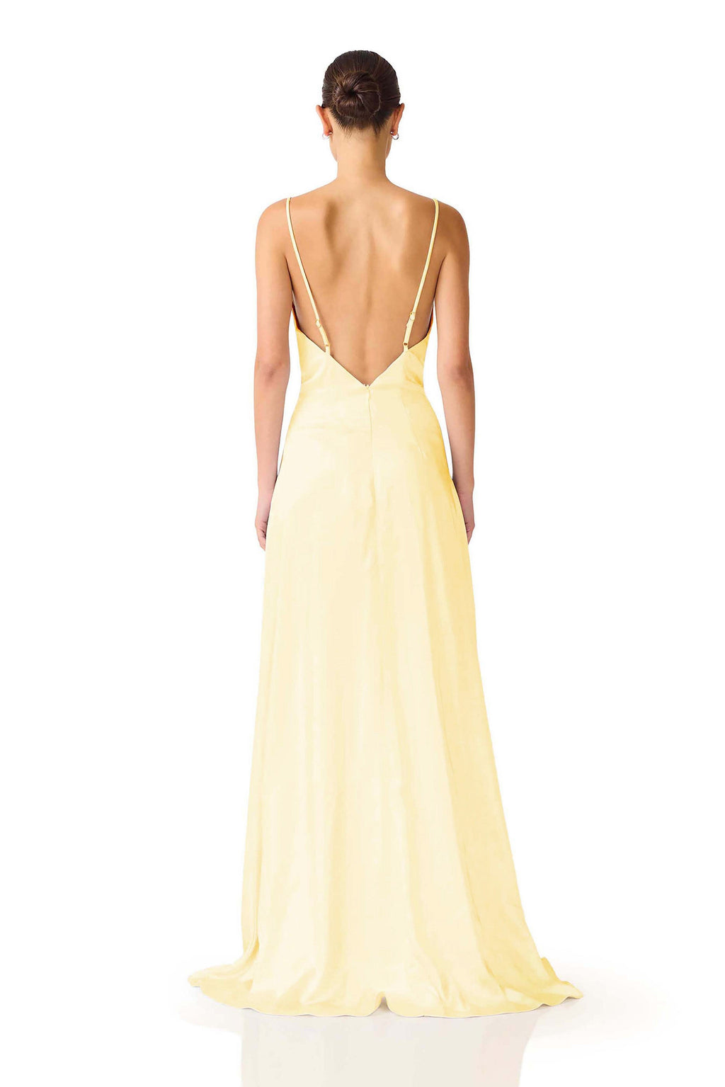 Clementine Cowl Neck Gown in Butter Yellow