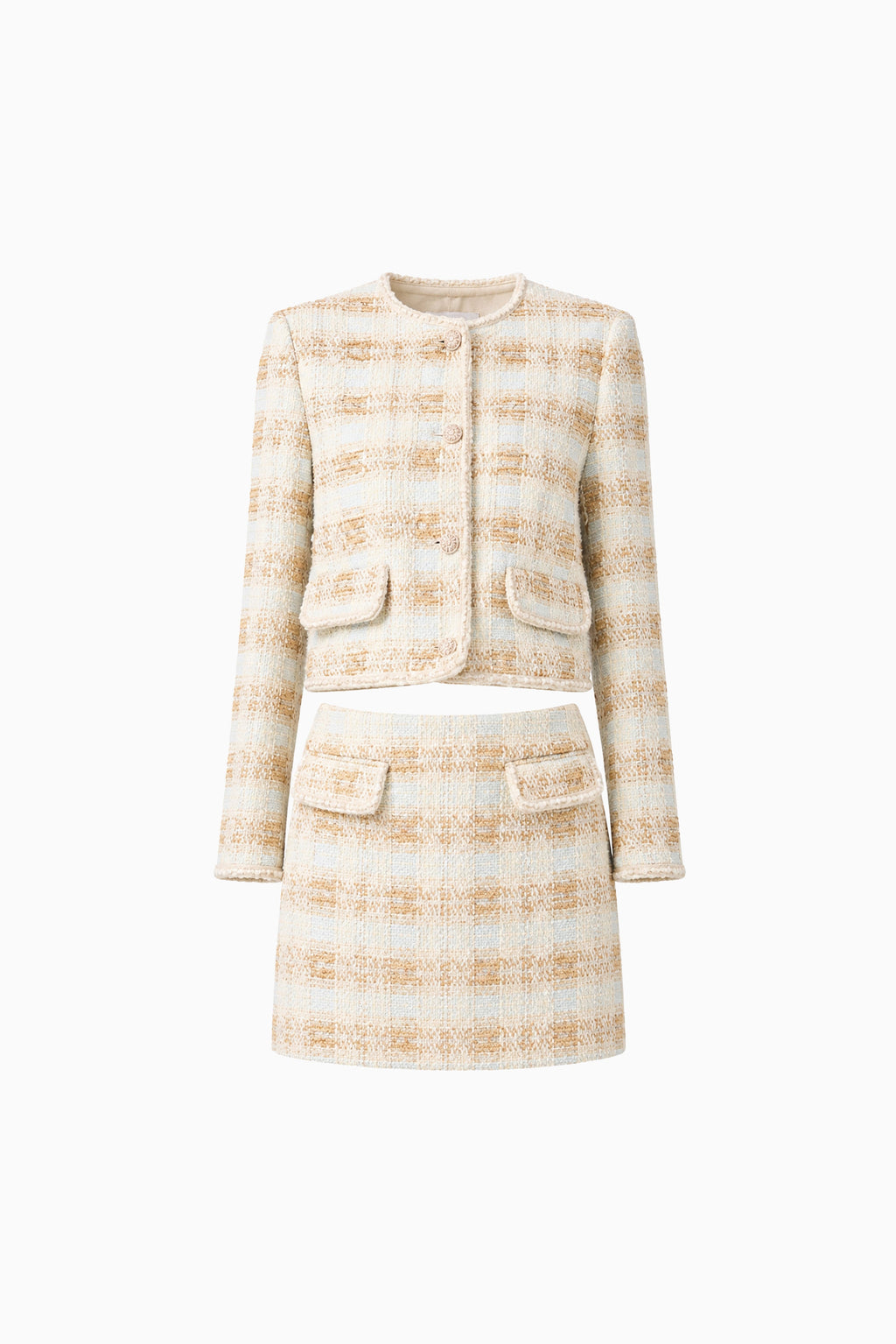 Ashlyn Tweed Jacket in Gold & White
