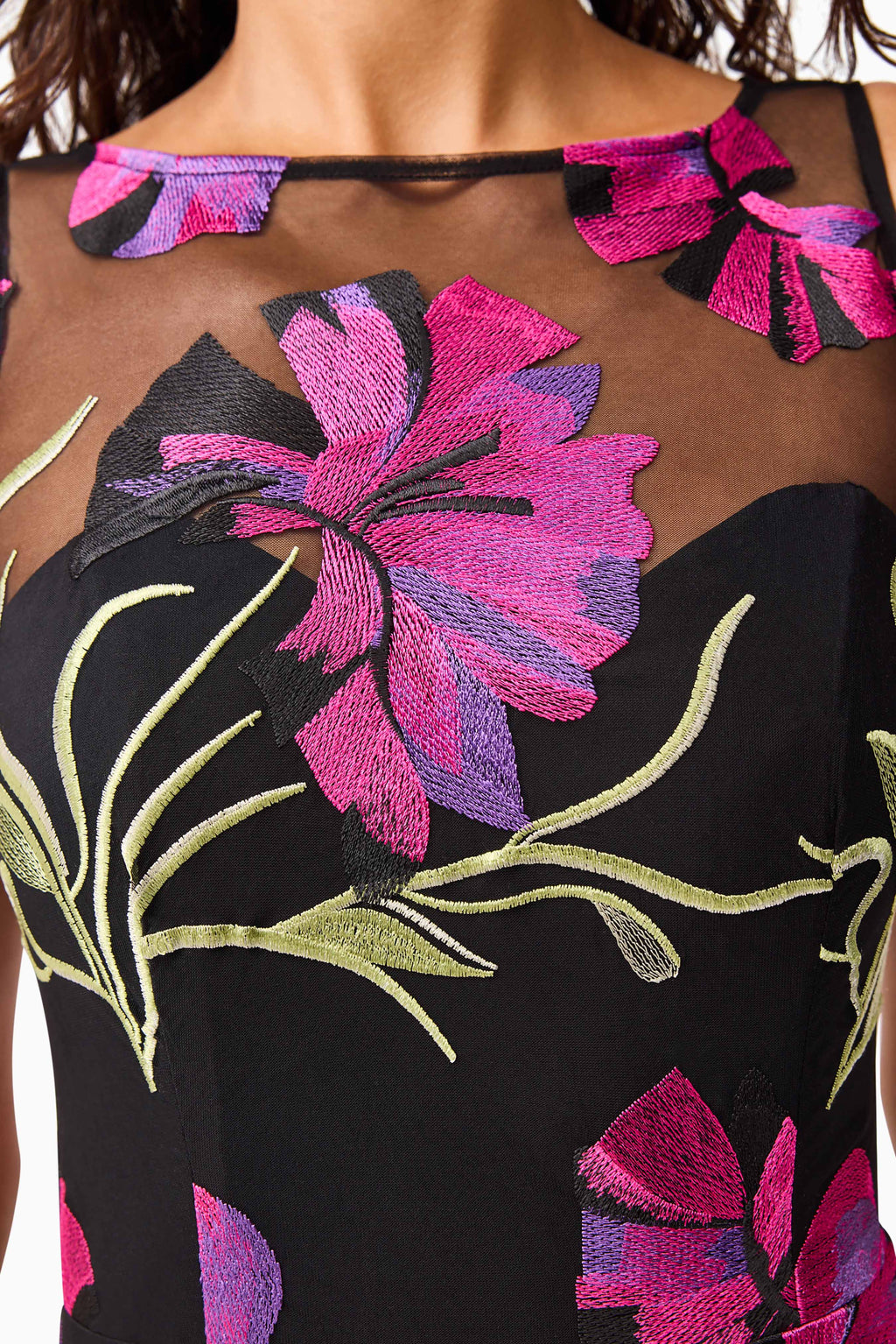 Amaya Gown in Black & Pink Floral
