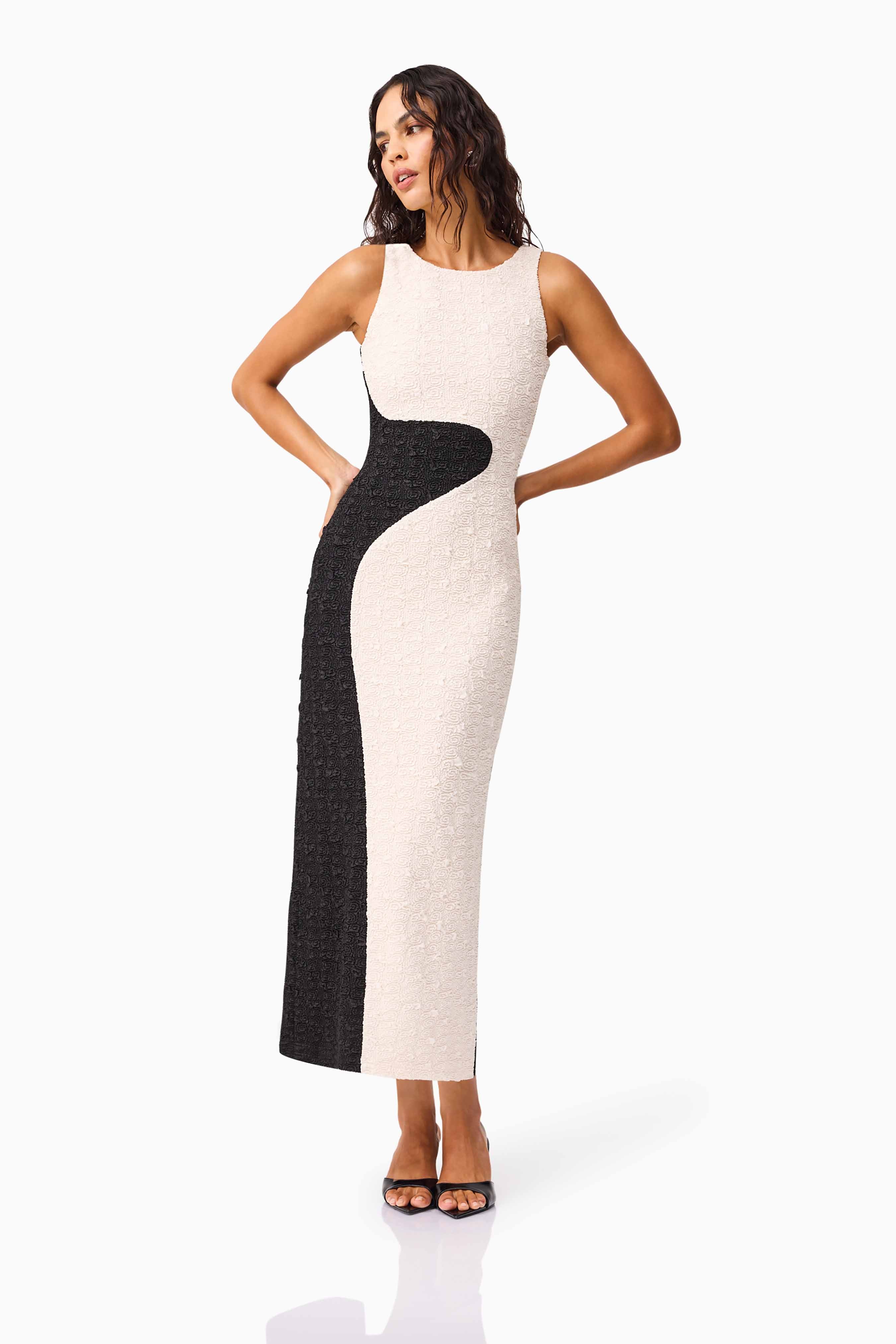 Paloma Contrast Gown in Black & White