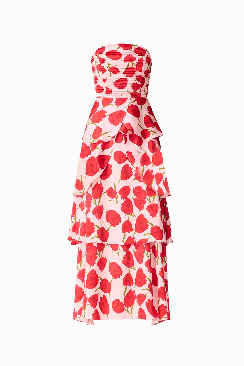 Melia Tiered Gown in Pink & Red Floral