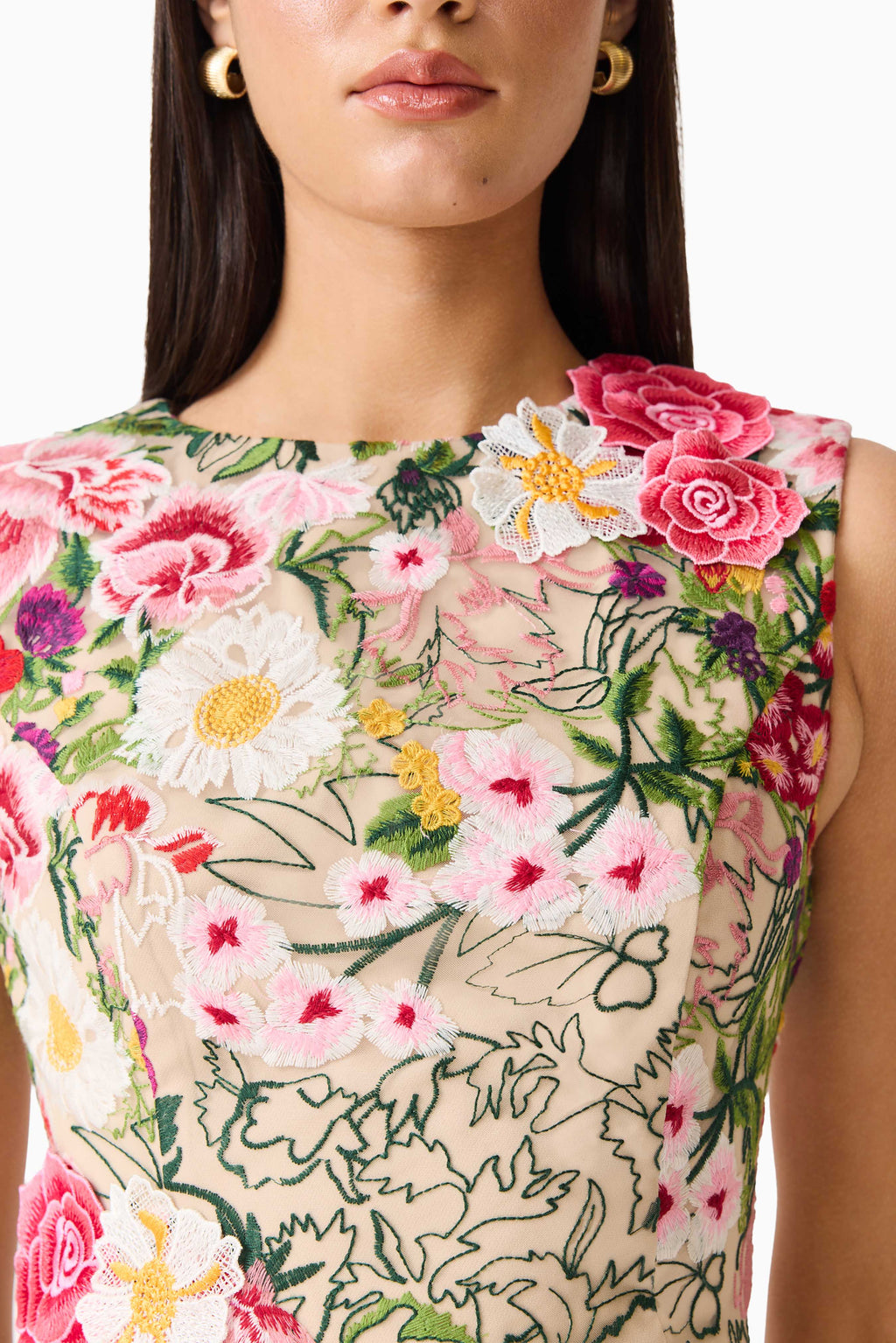 Flora Tulip Mini Dress in Pink & Green Floral