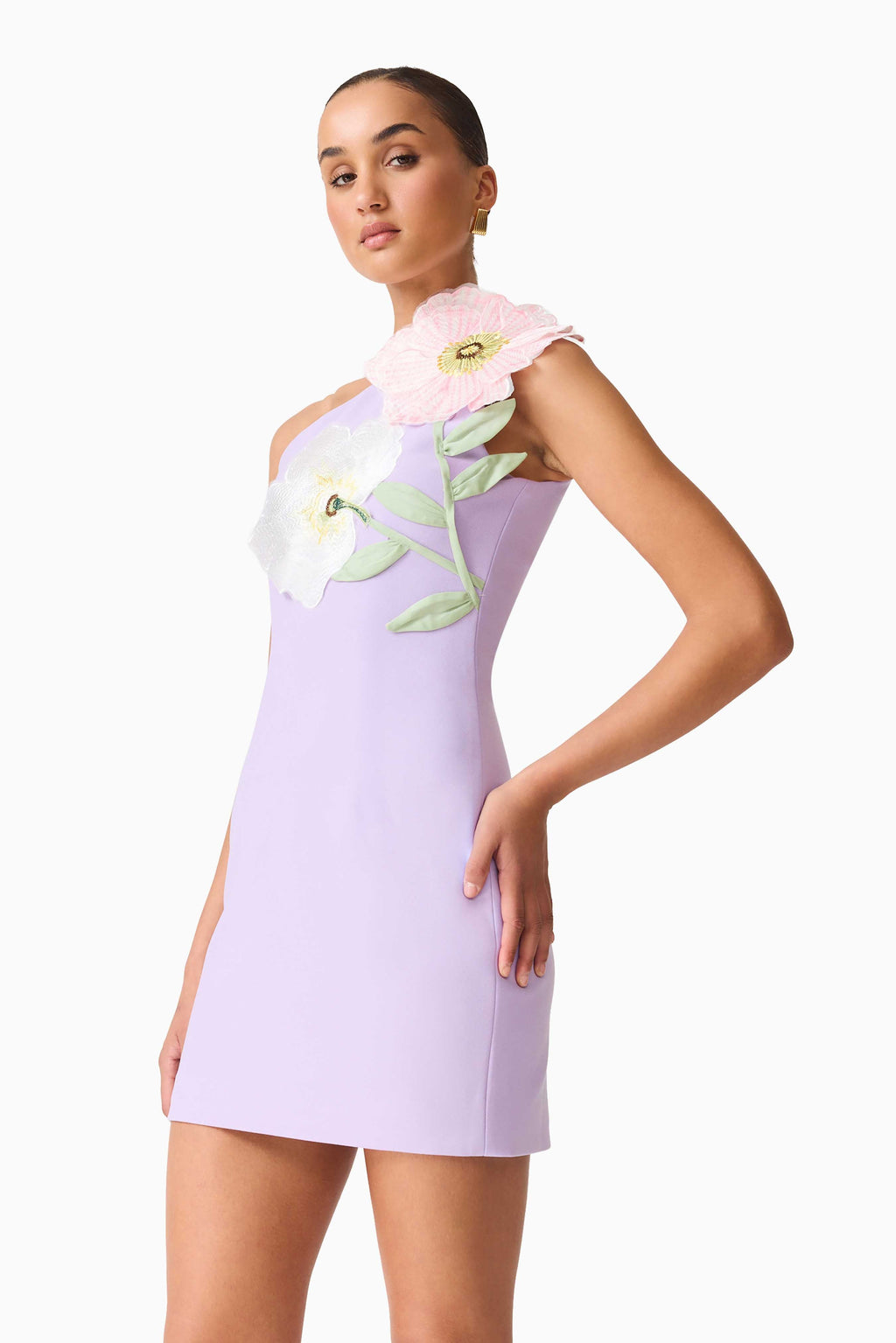 Hope One Shoulder Mini Dress in Purple
