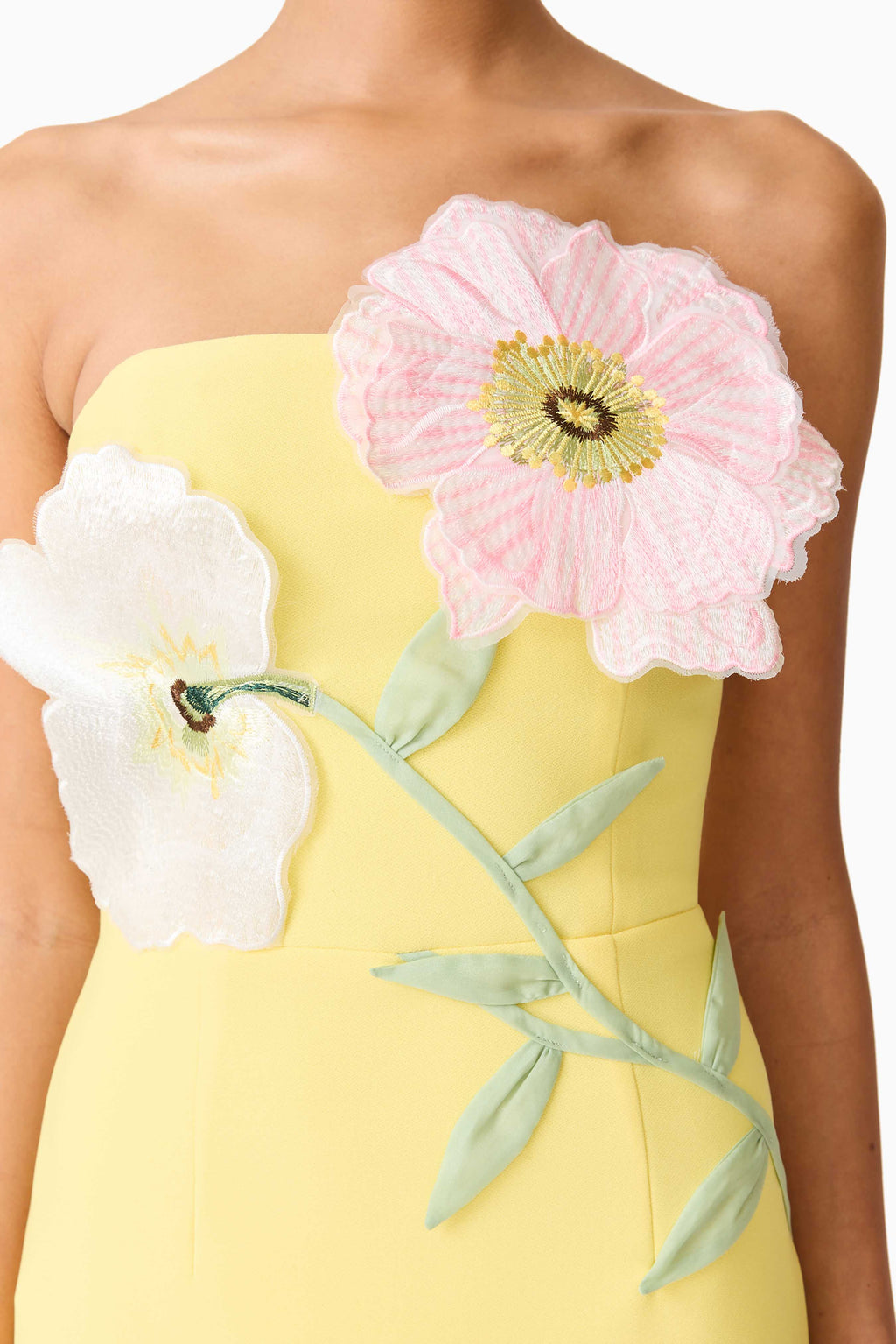 Hope Strapless Midi Dress in Yellow