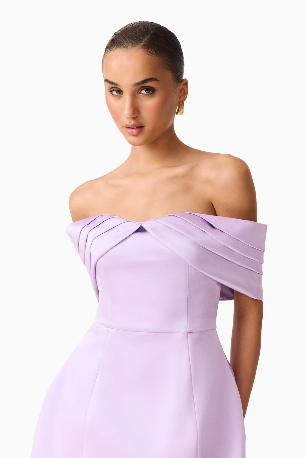 Hope Off the Shoulder Mini Dress in Purple
