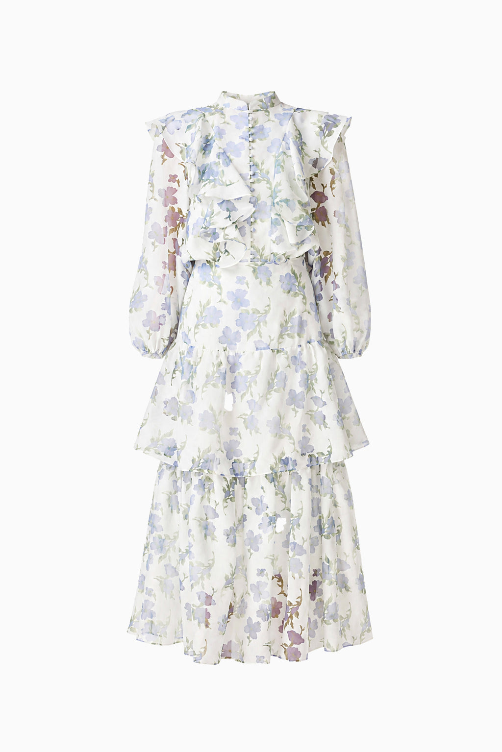 Cleo Top & Skirt Set in White & Blue Floral
