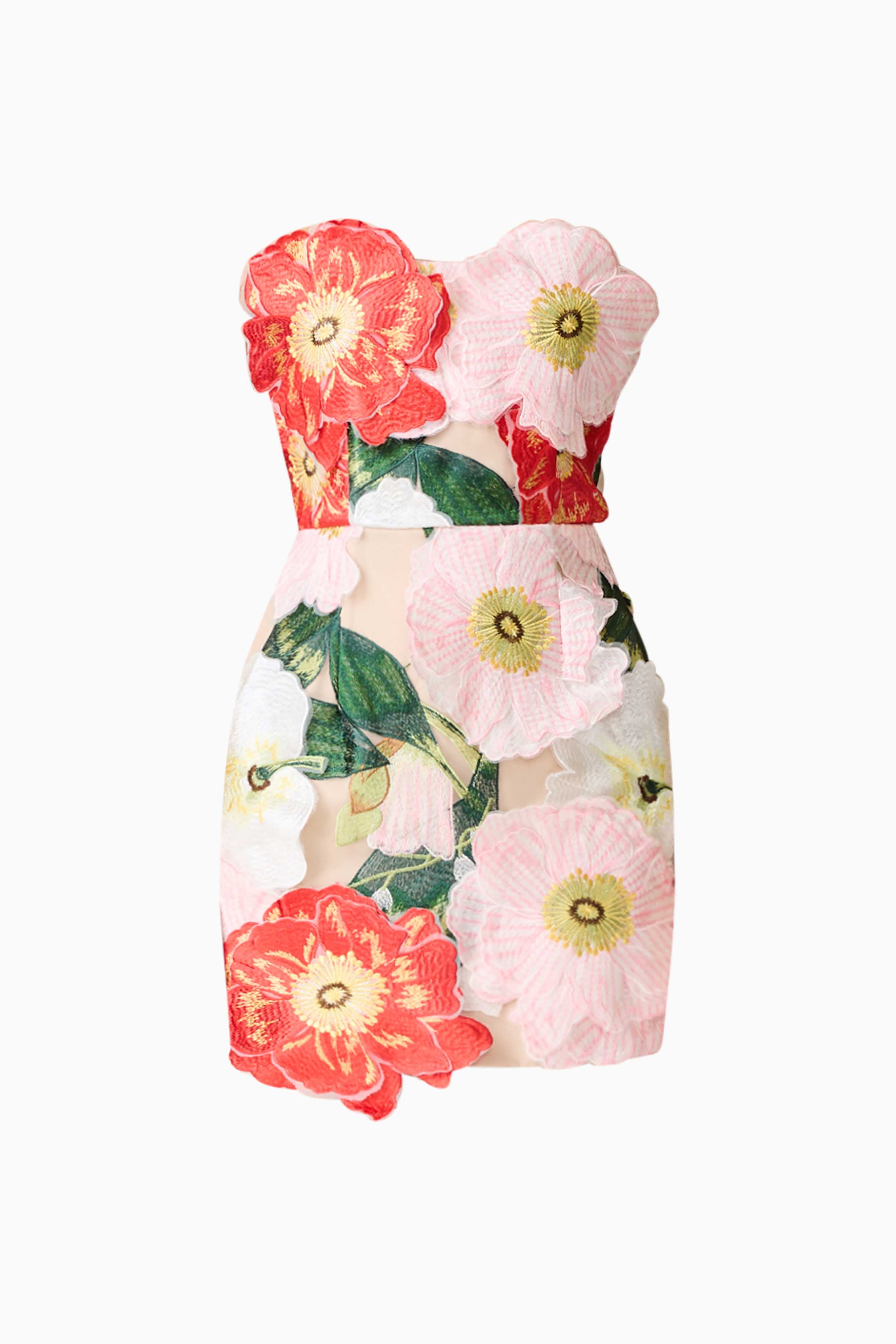 Solara Strapless Mini Dress in Pink Floral