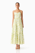 Posey Jacquard Gown in Green Floral