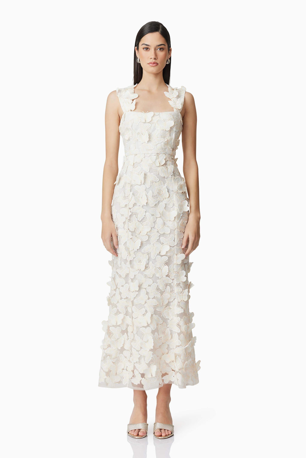 Scarlett Butterfly Midi Dress In White