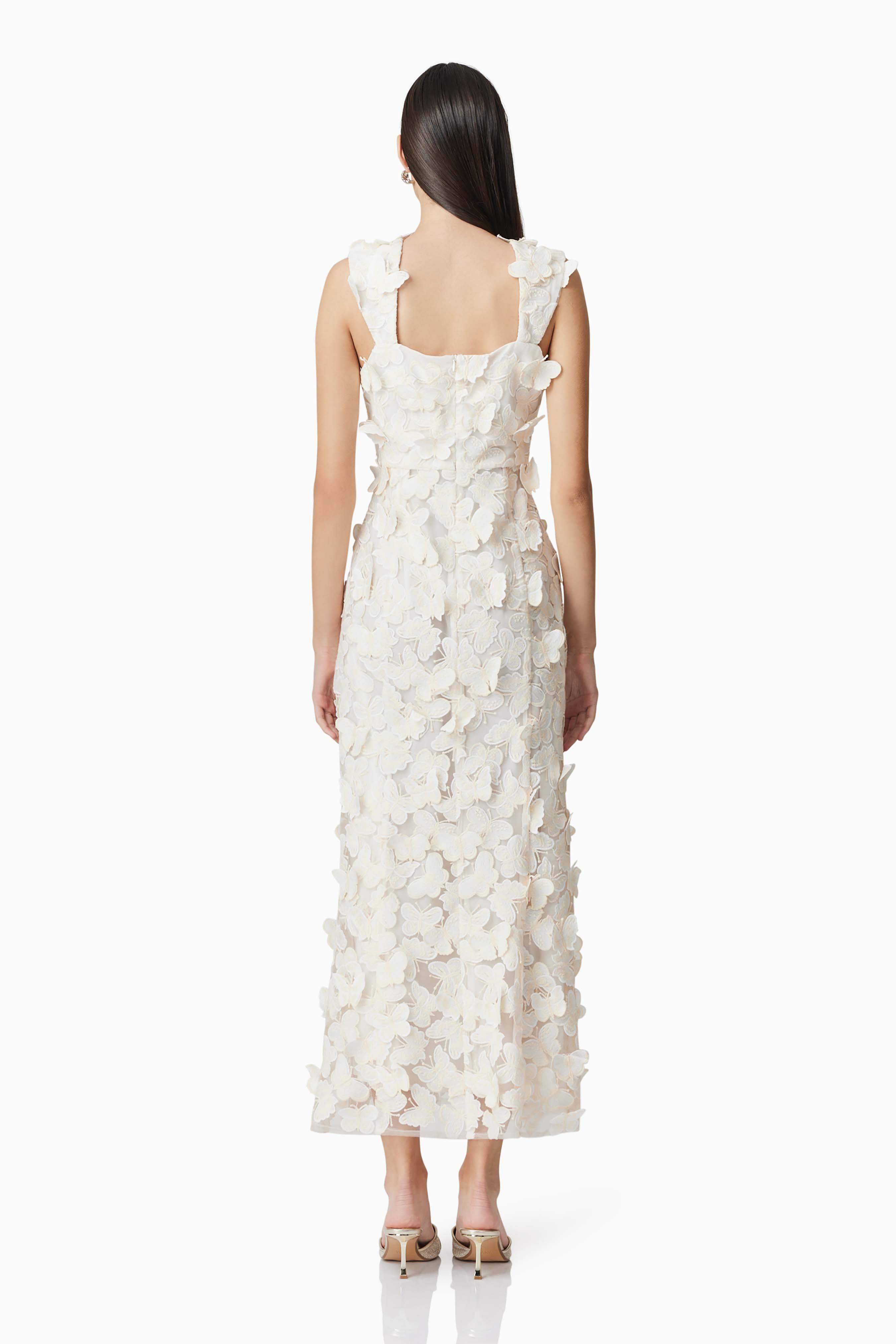 Scarlett Butterfly Midi Dress In White