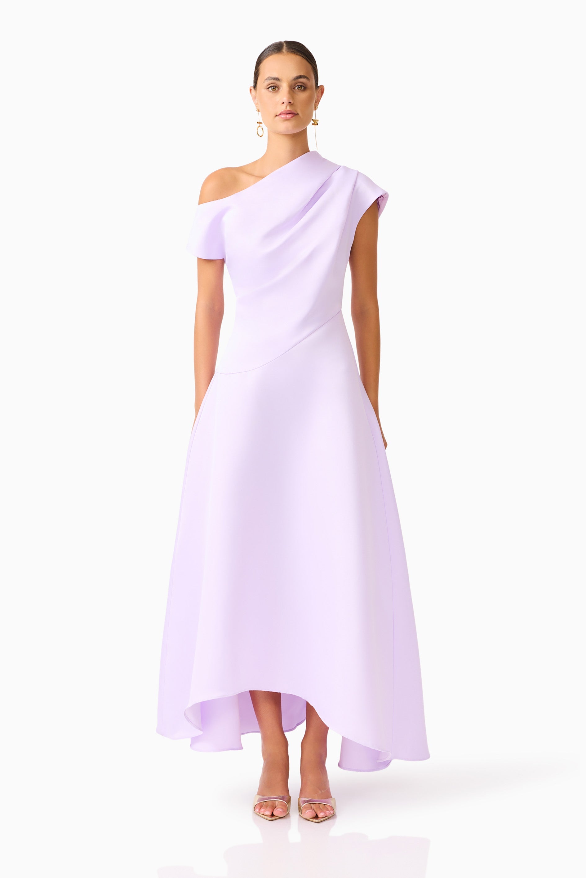 Marissa One Shoulder Gown in Purple