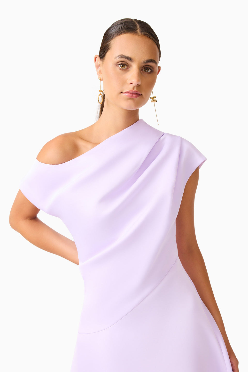 Marissa One Shoulder Gown in Purple
