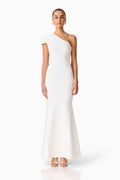 Opline One Shoulder Gown in White
