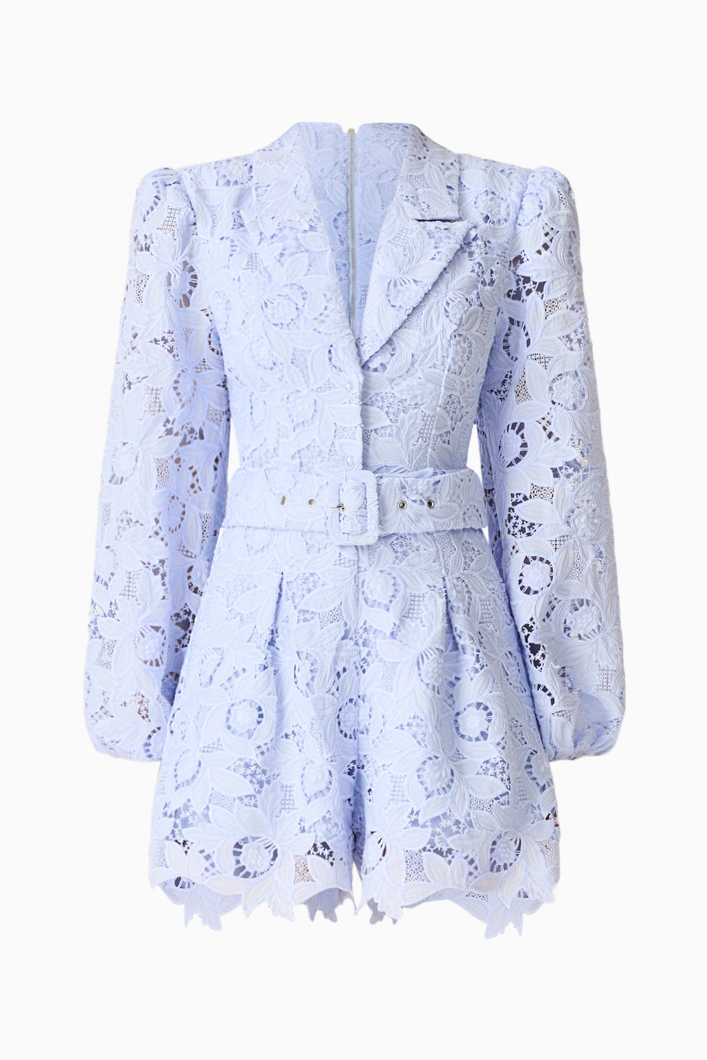 Lacy Long Sleeve Playsuit in Powder Blue