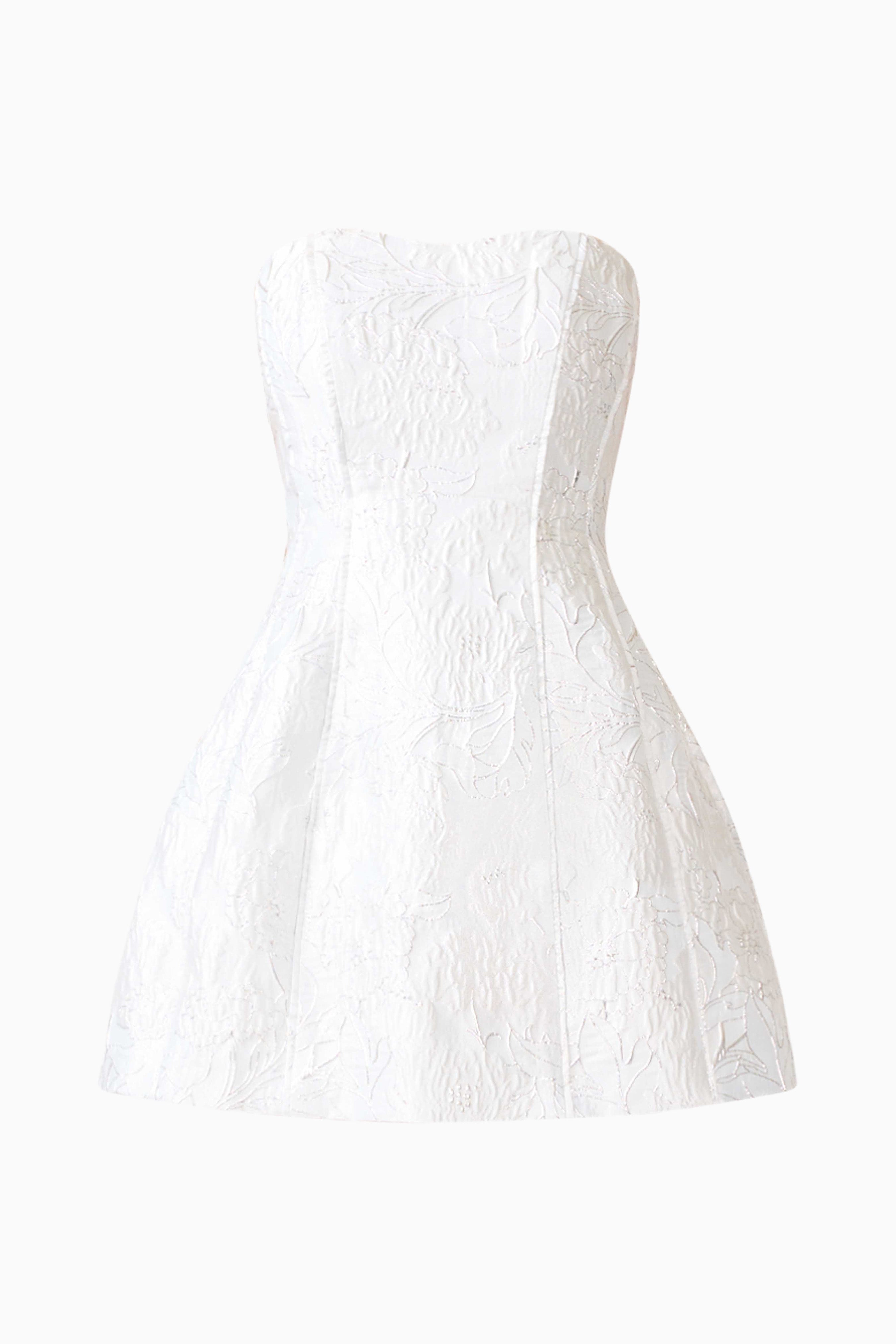 Floralie Strapless Mini Dress in Silver