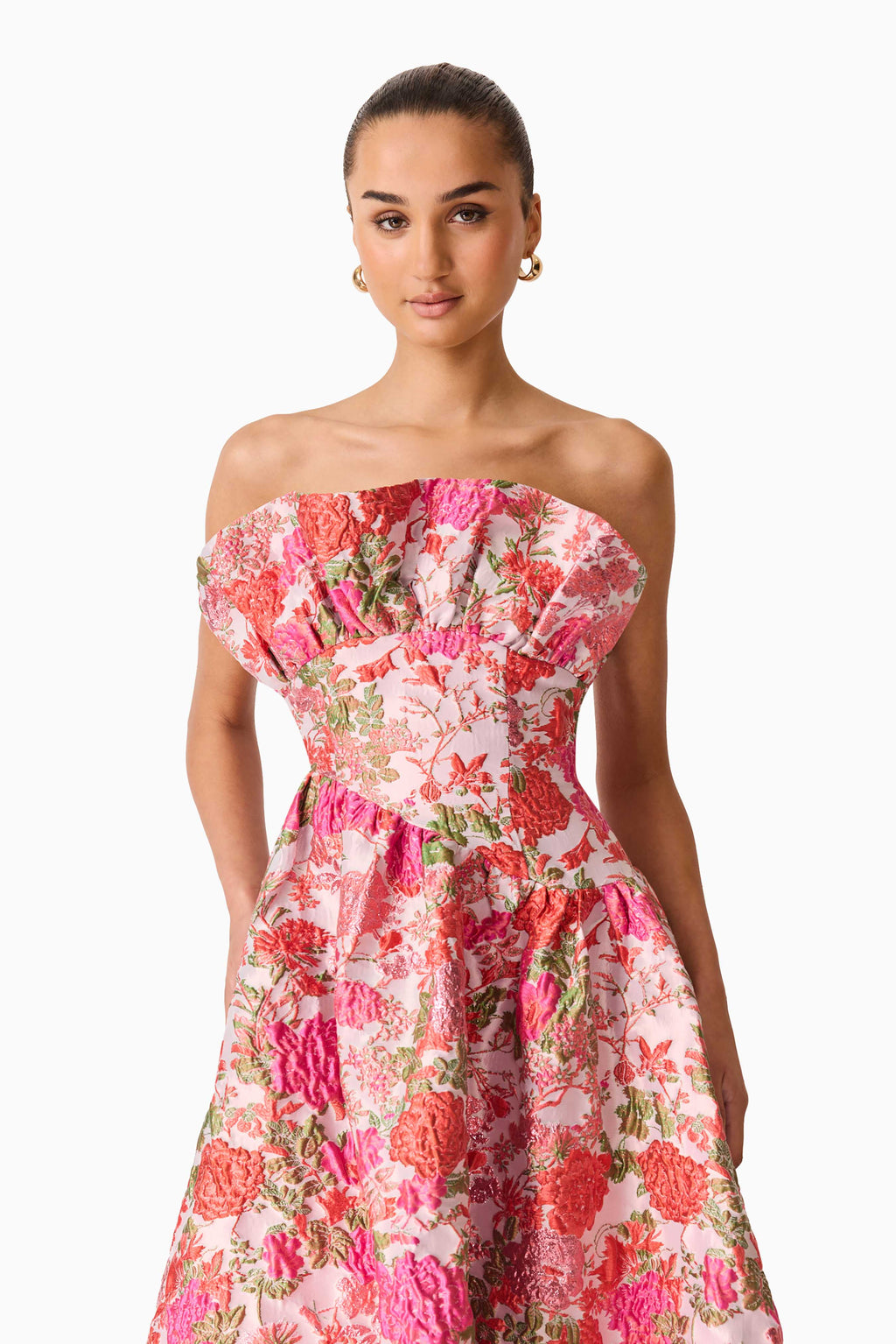 Floralie Strapless Gown in Pink Floral