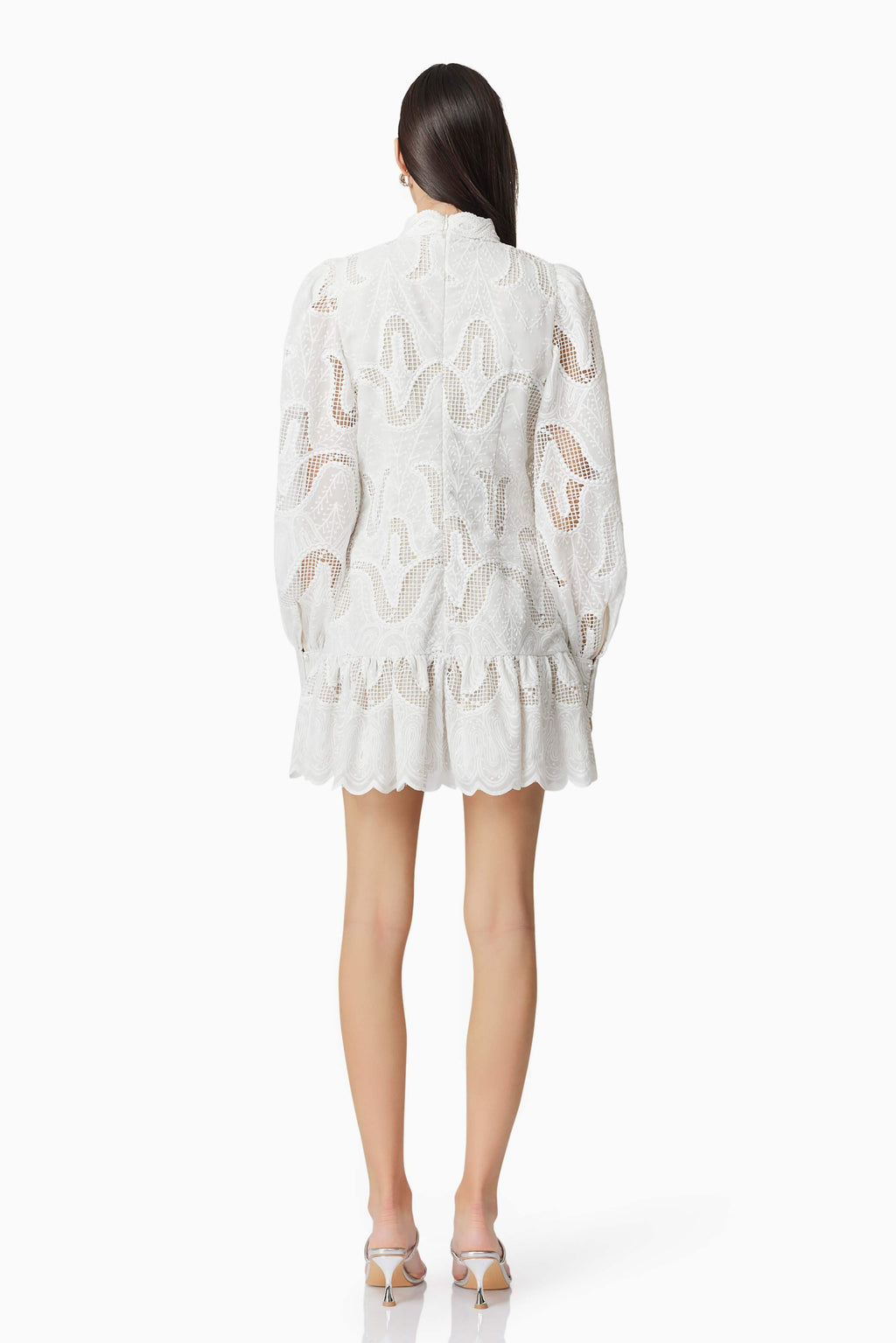 Eliza Long Sleeve Mini Dress in White