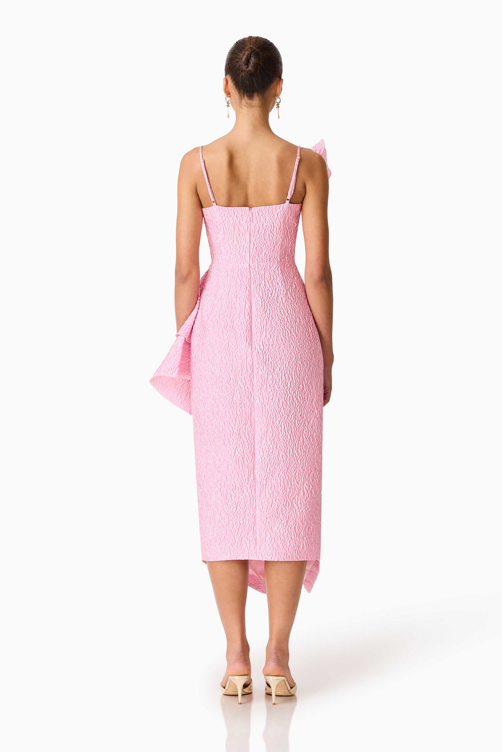 Briallen Jacquard Midi Dress in Pink