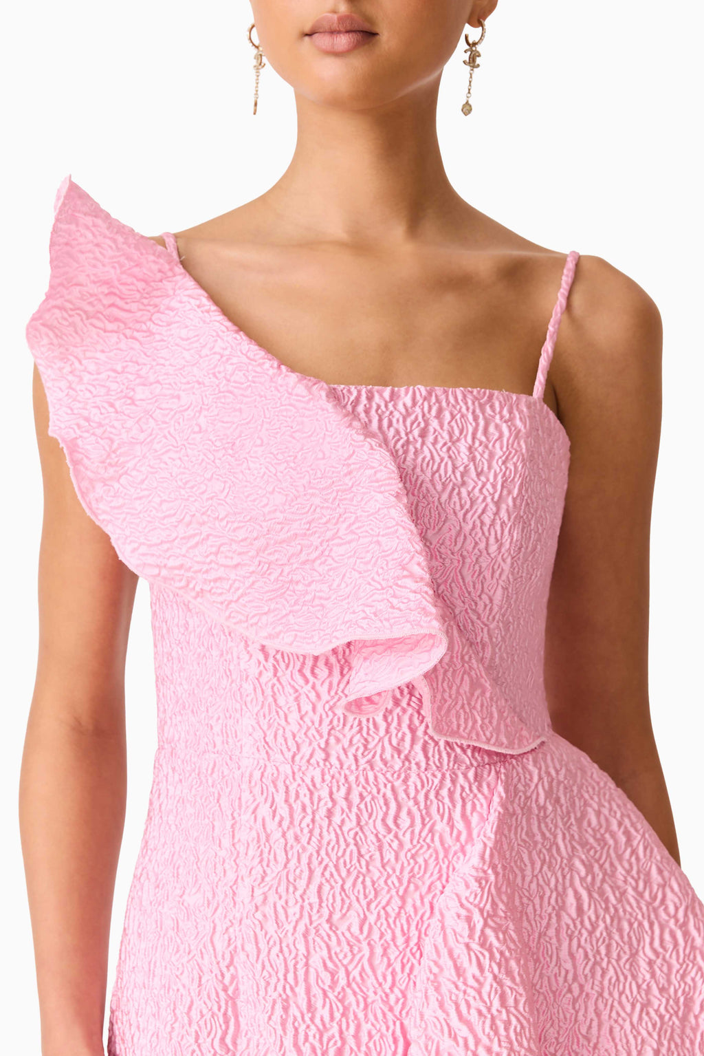 Briallen Jacquard Midi Dress in Pink