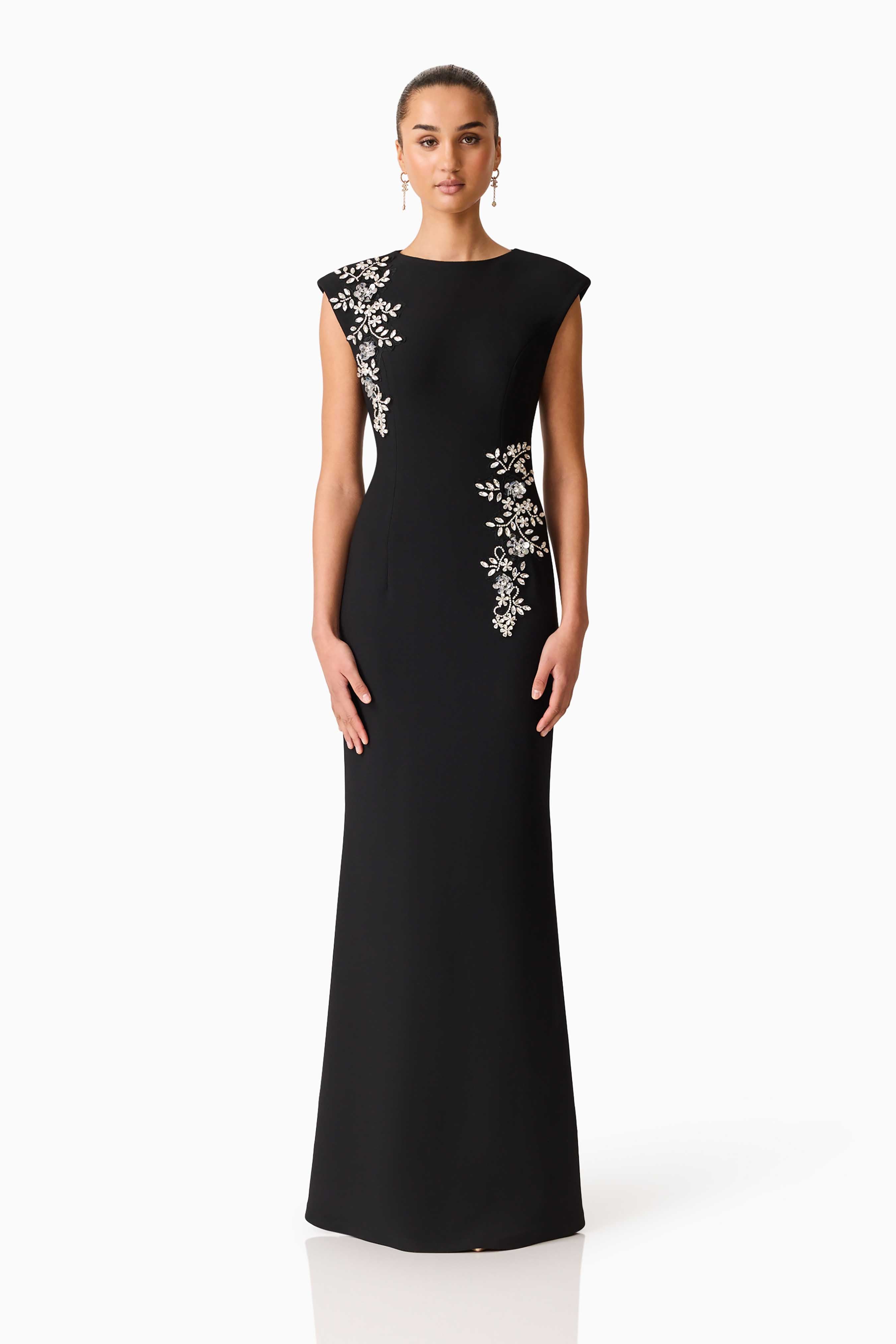 Veda Embellished Gown in Black