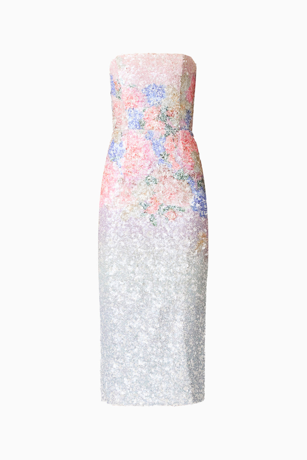 Lurea Strapless Midi Dress in Pink Floral
