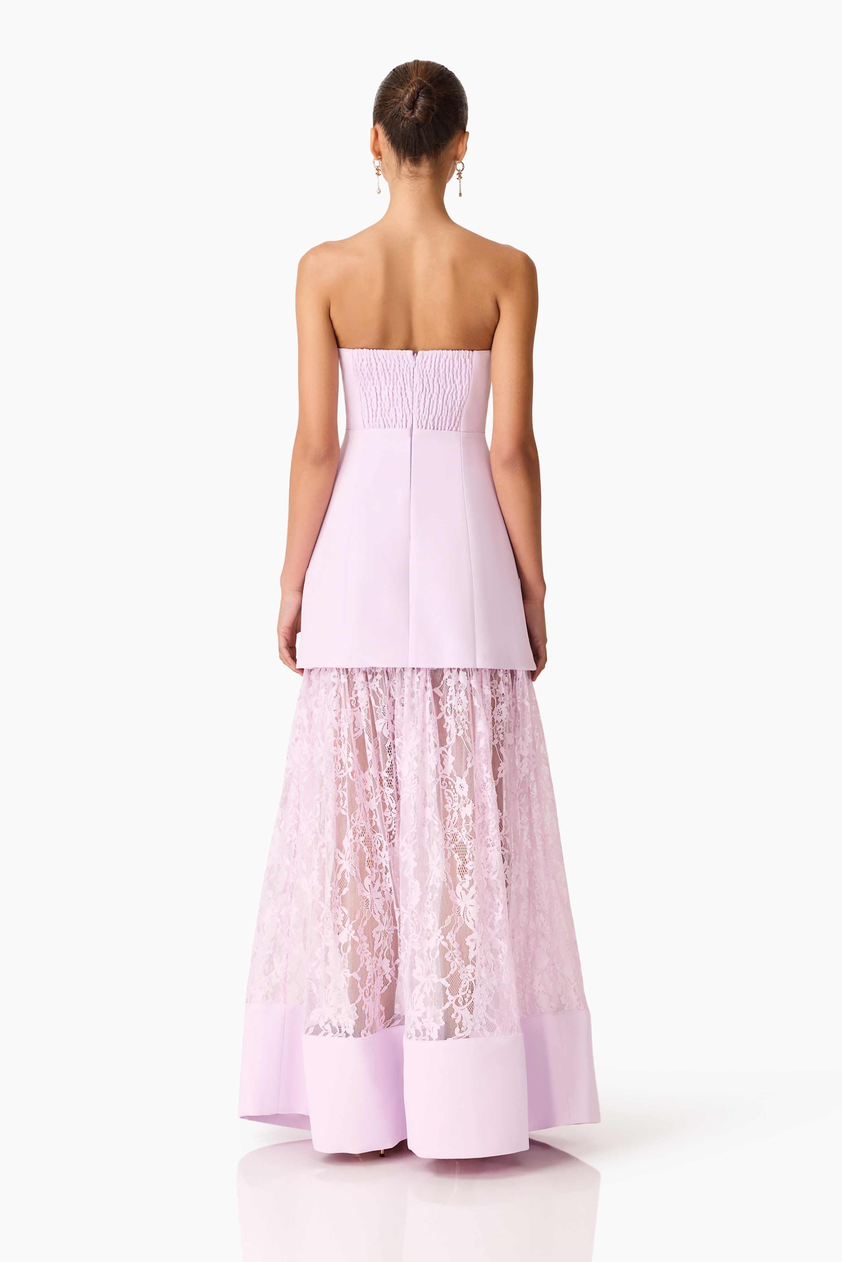 Saphine Strapless Lace Gown in Pink