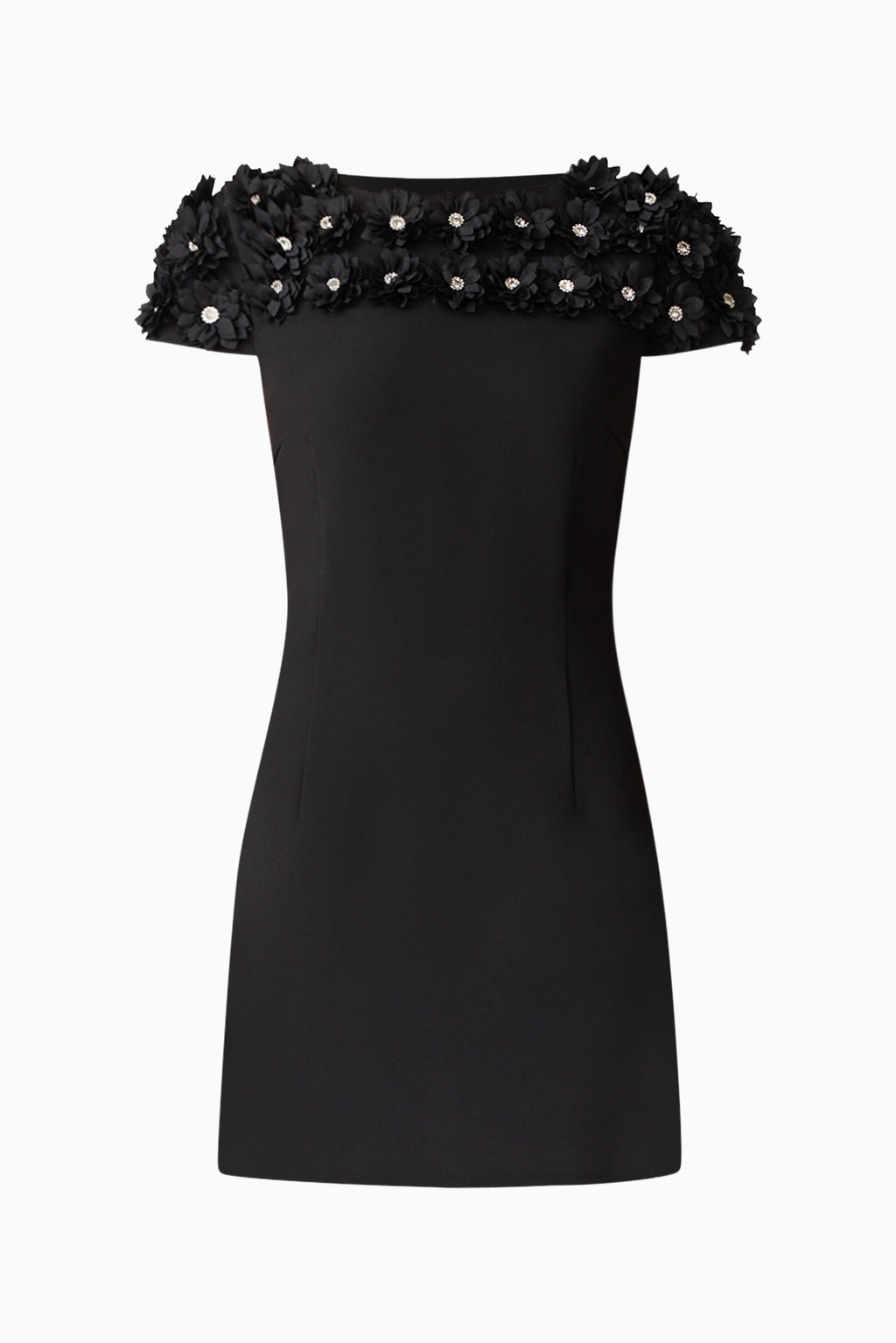 Dali Floral Applique Mini Dress in Black