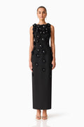 Dali Floral Applique Gown in Black